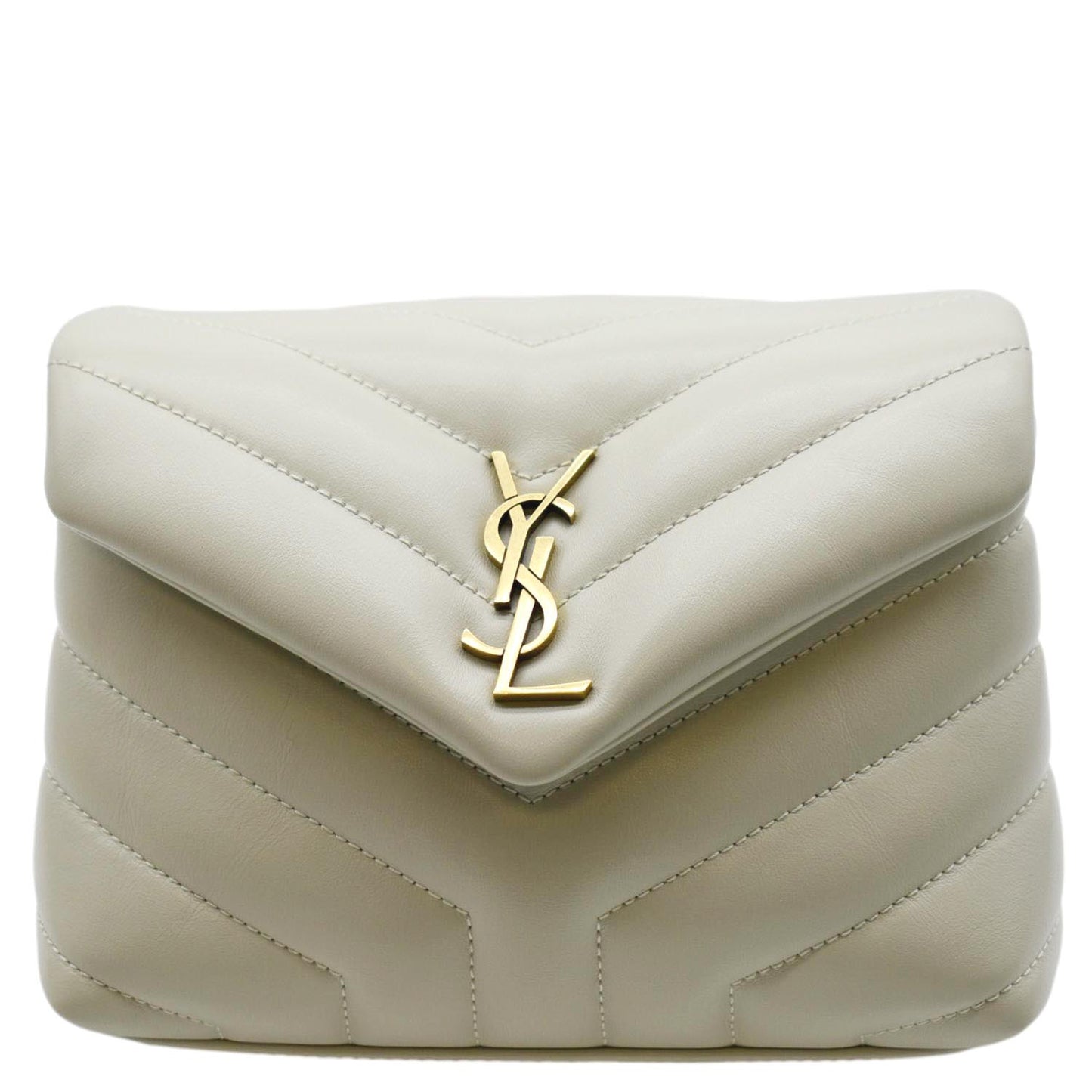 YVES SAINT LAURENT Toy Loulou Matelasse Leather Crossbody Bag Ivory