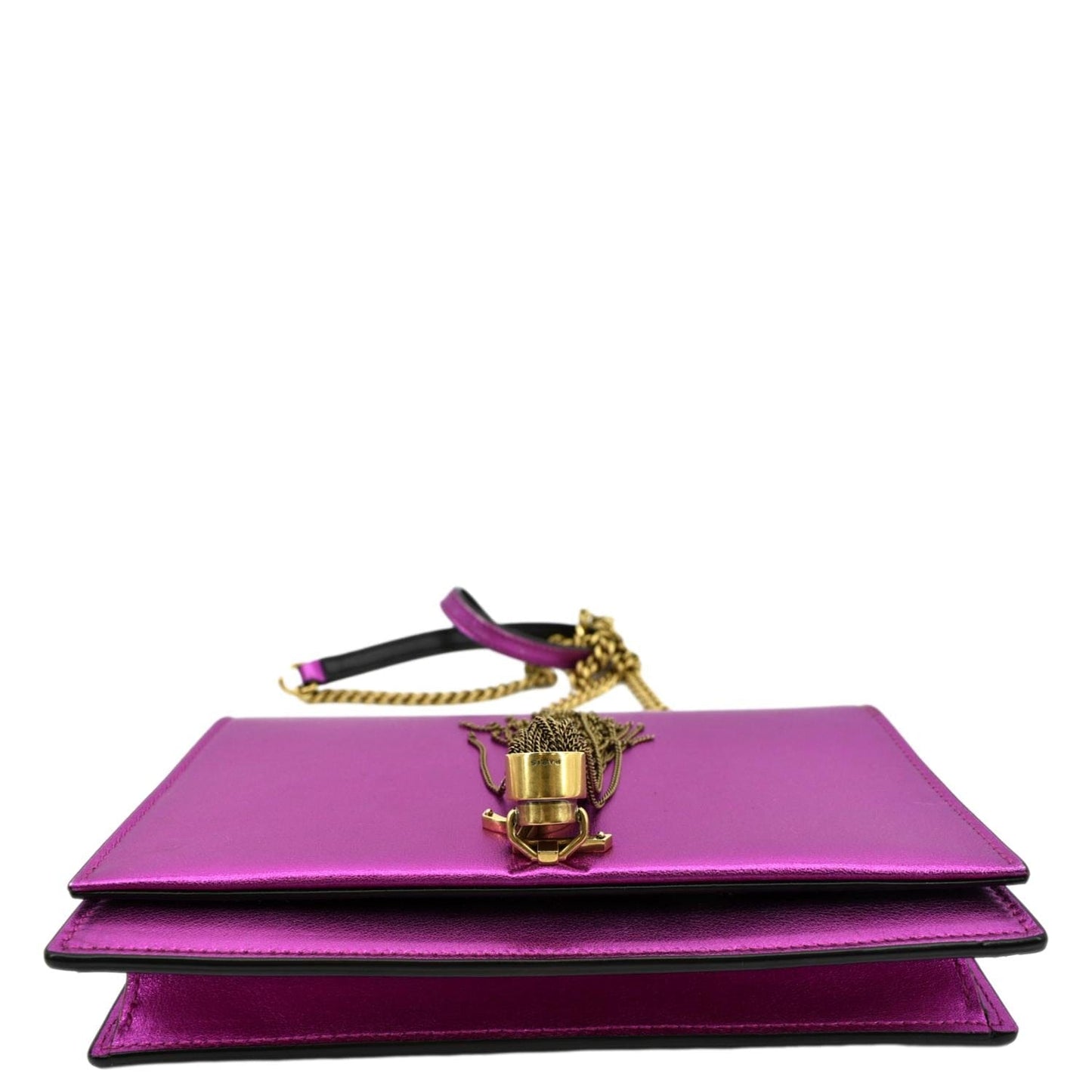 YVES SAINT LAURENT Kate Tassel Leather Wallet on Chain Bag Metallic Purple
