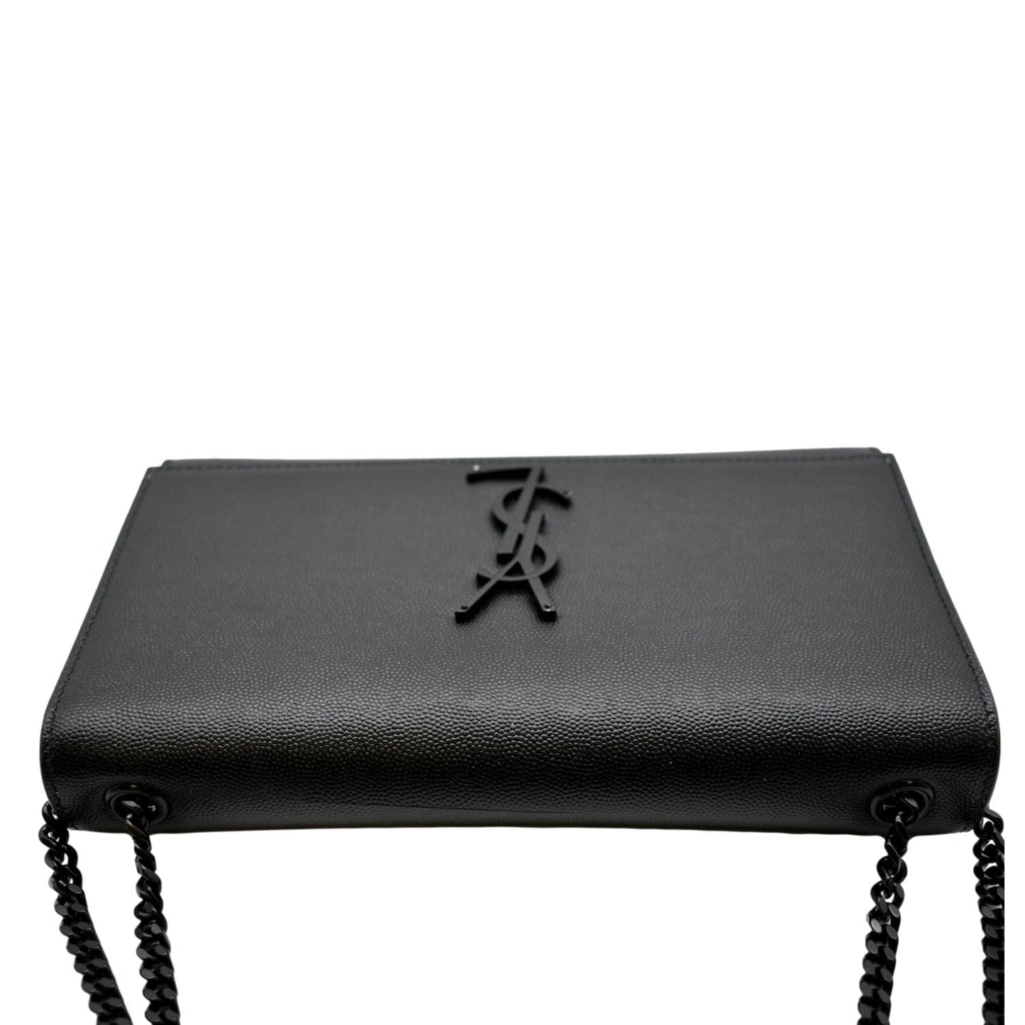 YVES SAINT LAURENT Kate Leather Chain Clutch Crossbody Bag Black