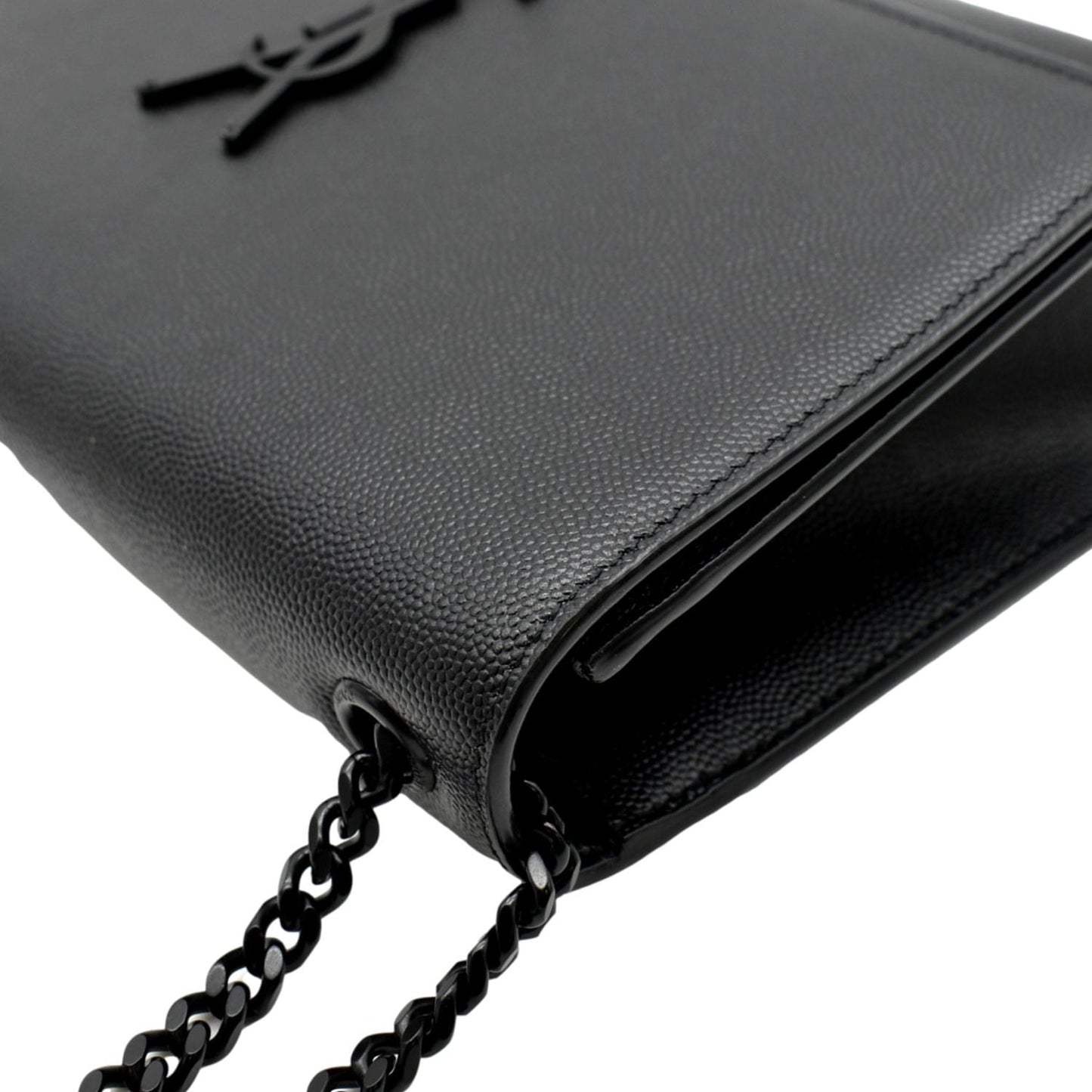 YVES SAINT LAURENT Kate Leather Chain Clutch Crossbody Bag Black