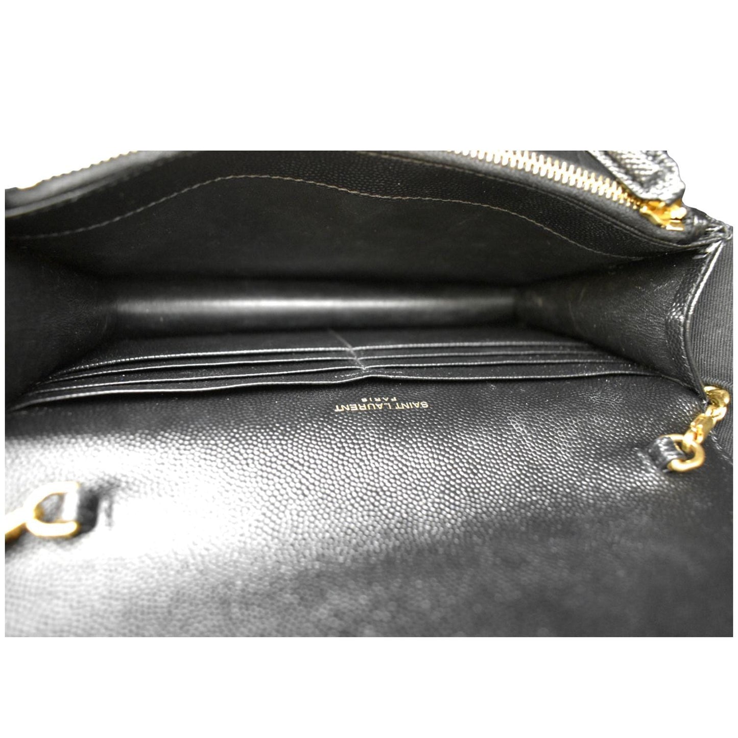YVES SAINT LAURENT Wallet on Chain Leather Shoulder Bag Black