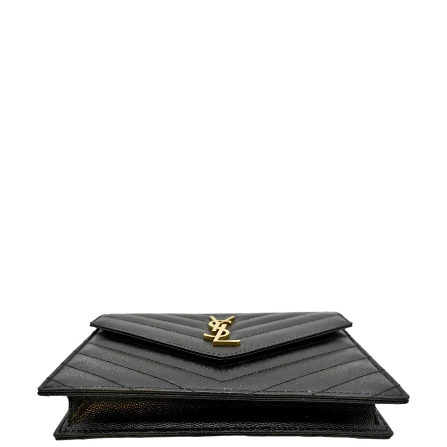 YVES SAINT LAURENT Cassandre Matelasse Chain Wallet Crossbody Bag Black