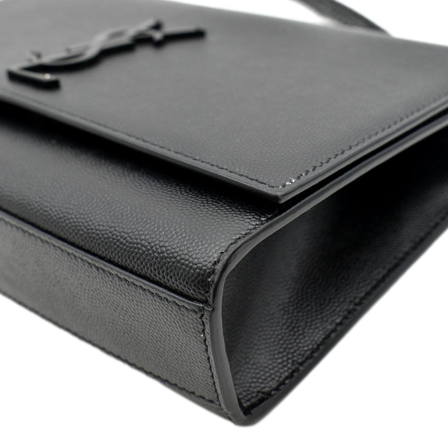 YVES SAINT LAURENT Kate Leather Chain Clutch Crossbody Bag Black