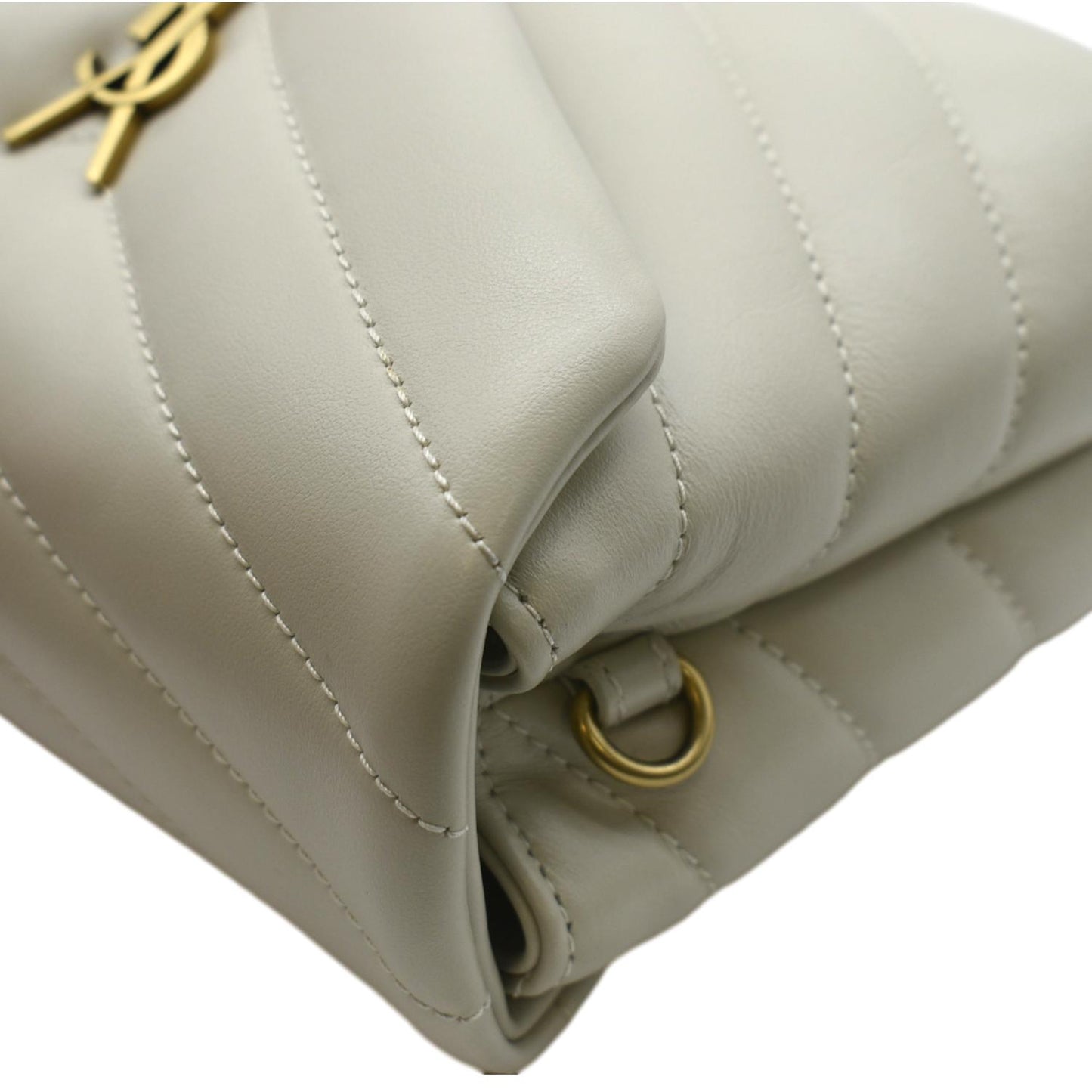 YVES SAINT LAURENT Toy Loulou Matelasse Leather Crossbody Bag Ivory