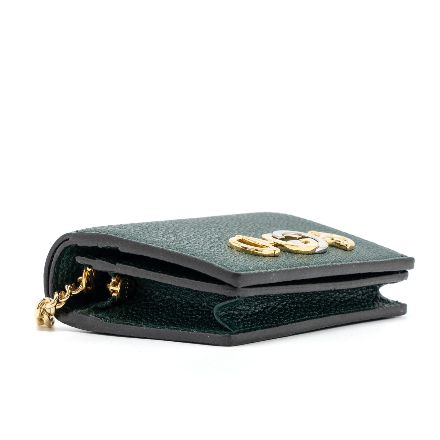 Gucci zumi mini wallet with chain calfskin dark green