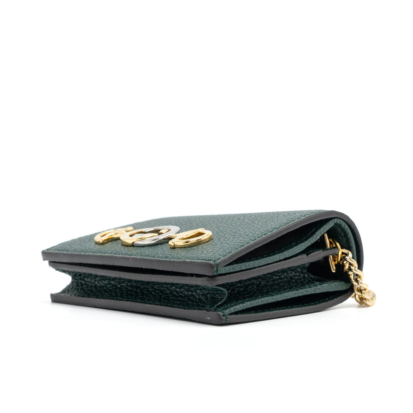 Gucci zumi mini wallet with chain calfskin dark green