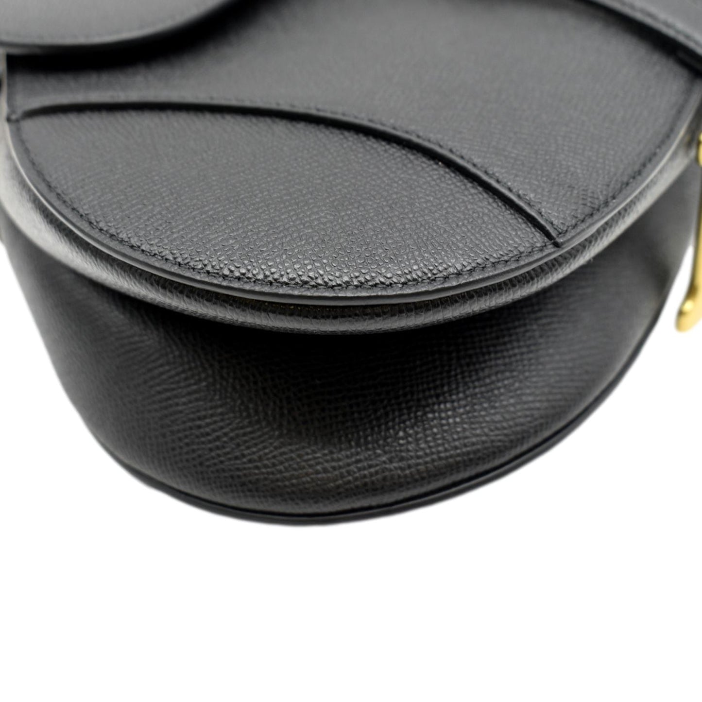 CHRISTIAN DIOR Saddle Grained Calfskin Leather Satchel Shoulder Bag Black