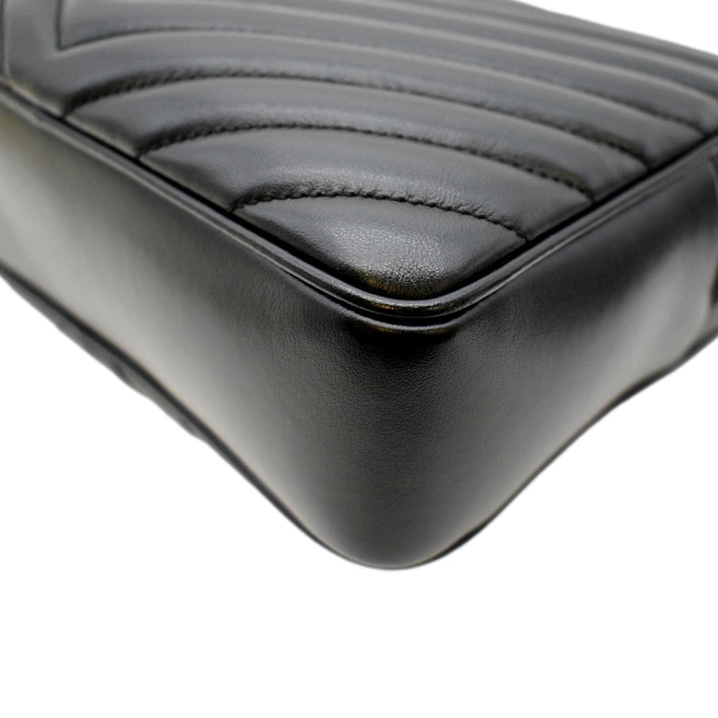 YVES SAINT LAURENT Lou Chevron Leather Camera Crossbody Bag Black