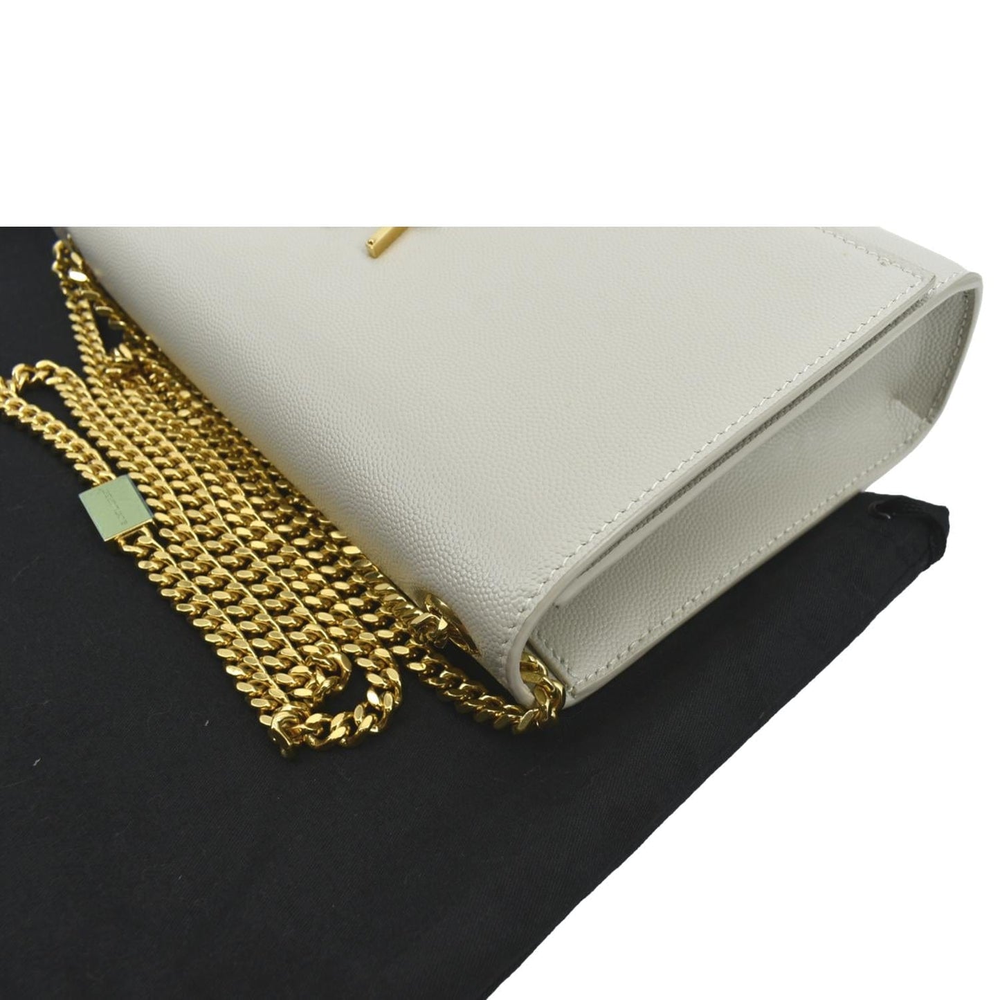 YVES SAINT LAURENT Kate Grain De Poudre Leather Shoulder Bag Ivory