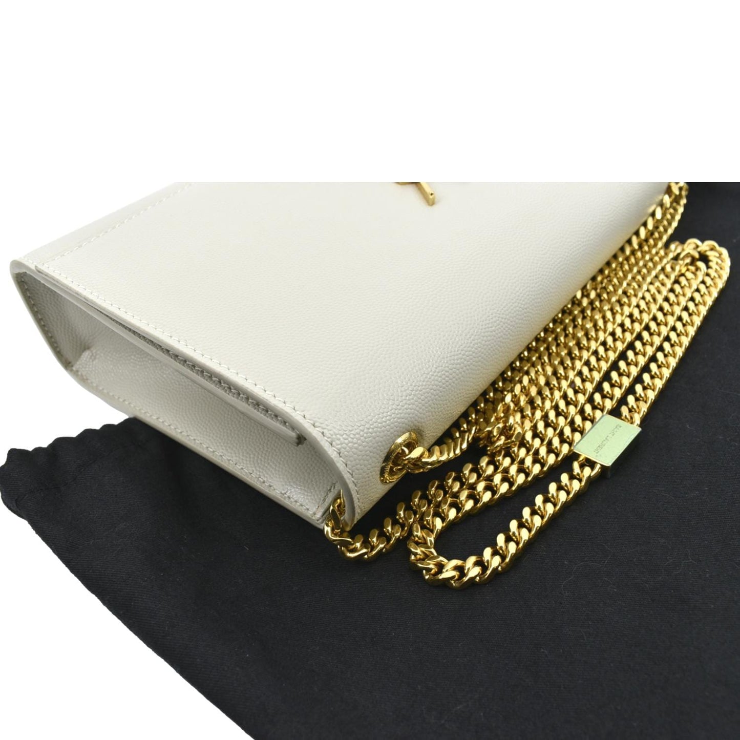 YVES SAINT LAURENT Kate Grain De Poudre Leather Shoulder Bag Ivory