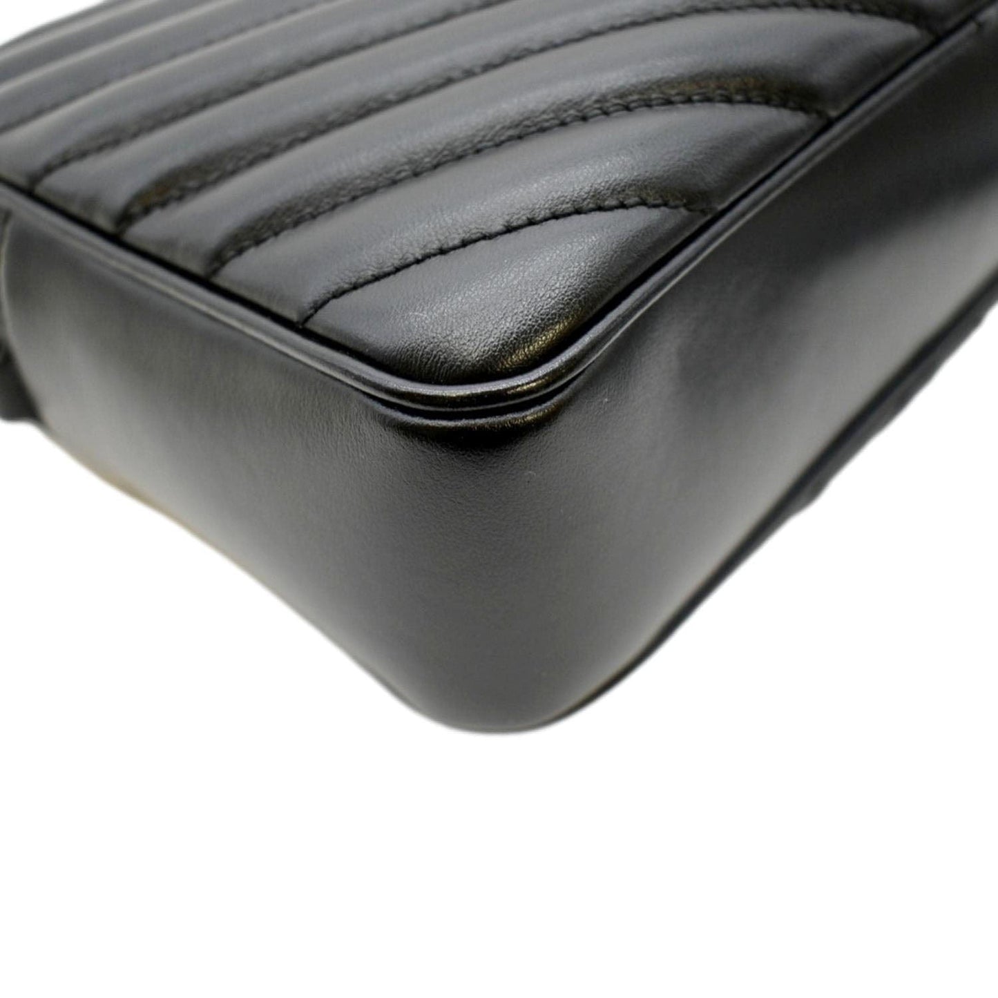 YVES SAINT LAURENT Lou Chevron Leather Camera Crossbody Bag Black