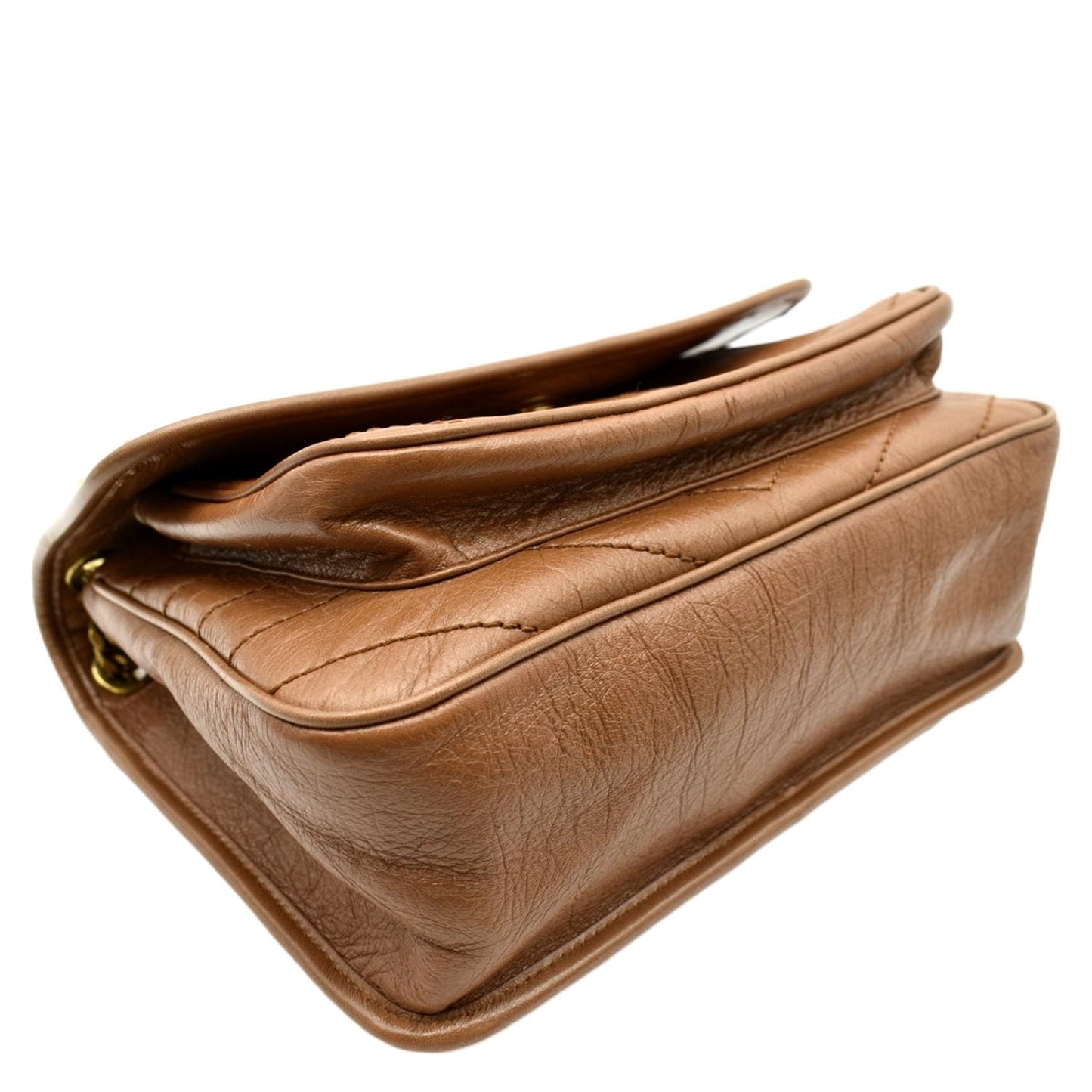 YVES SAINT LAURENT Niki Medium Leather Crossbody Bag Dark Brown