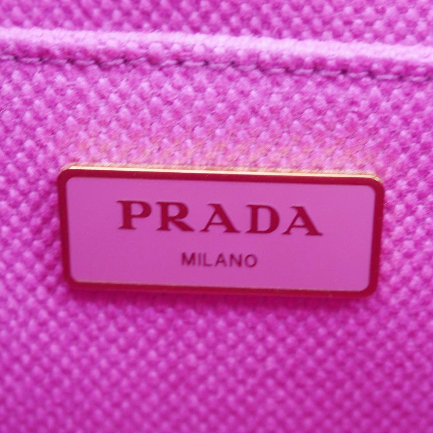 PRADA Canapa Small Logo-Print Canvas Tote Bag Pink