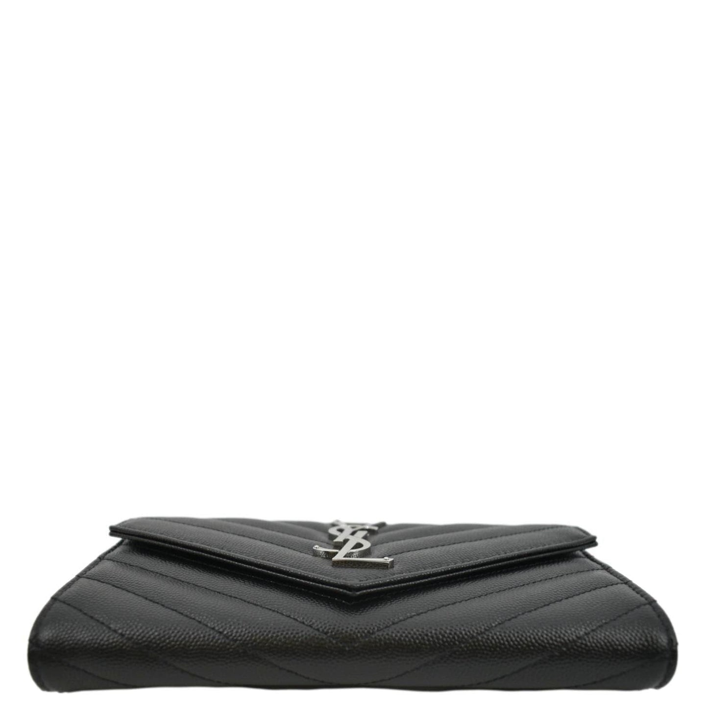 YVES SAINT LAURENT Monogram Grain De Poudre Leather Wallet Black