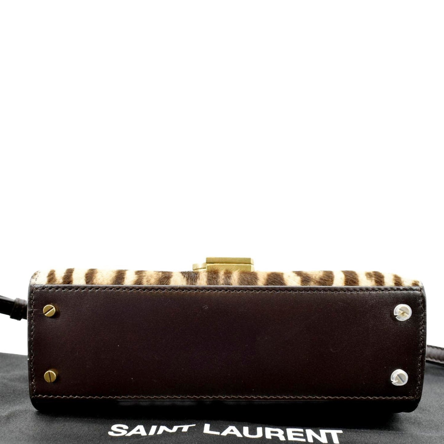 YVES SAINT LAURENT Cassandra Leopard Print Monogram Canvas Shoulder Bag Maroon