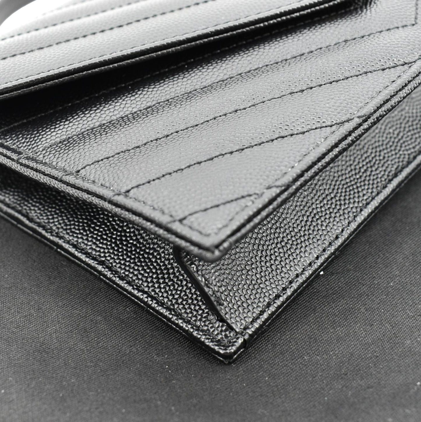 YVES SAINT LAURENT Wallet on Chain Leather Shoulder Bag Black