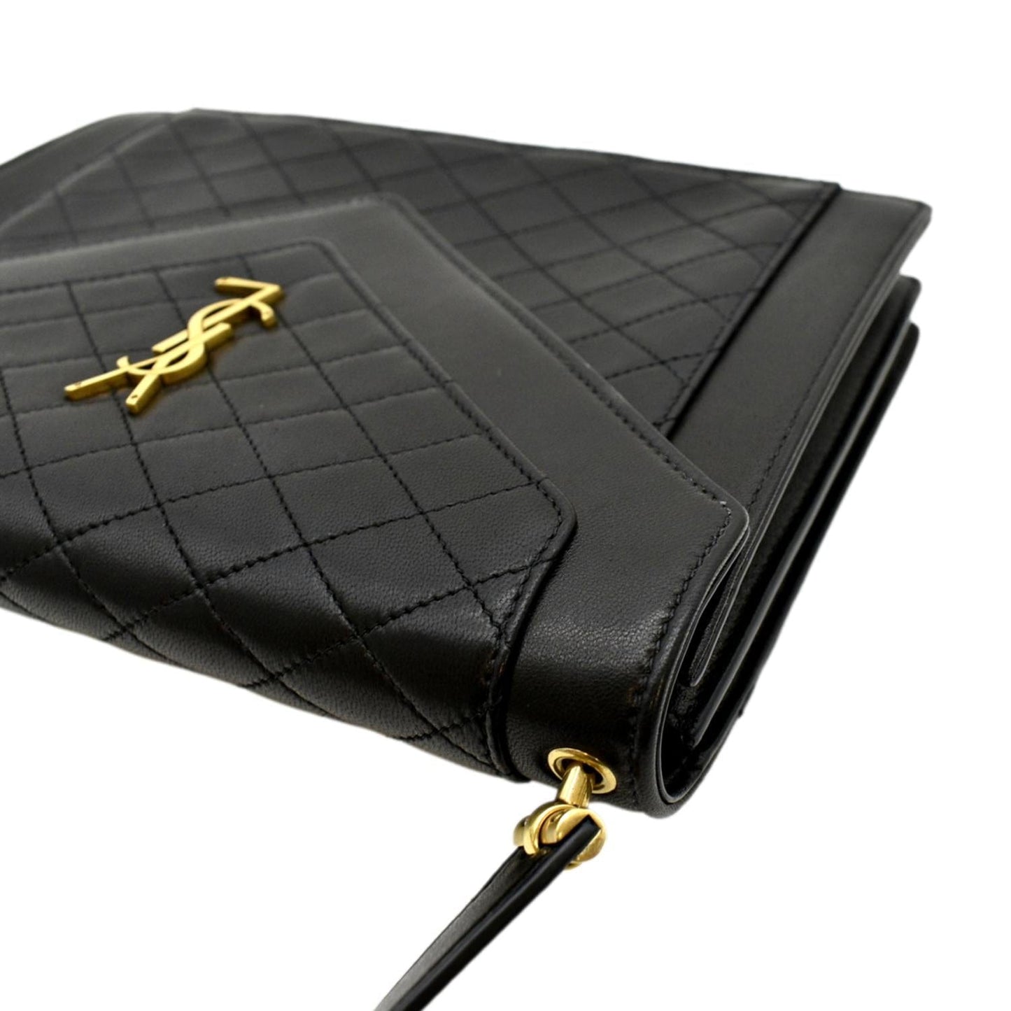 YVES SAINT LAURENT Gaby Small Envelope Quilted Leather Wallet Black