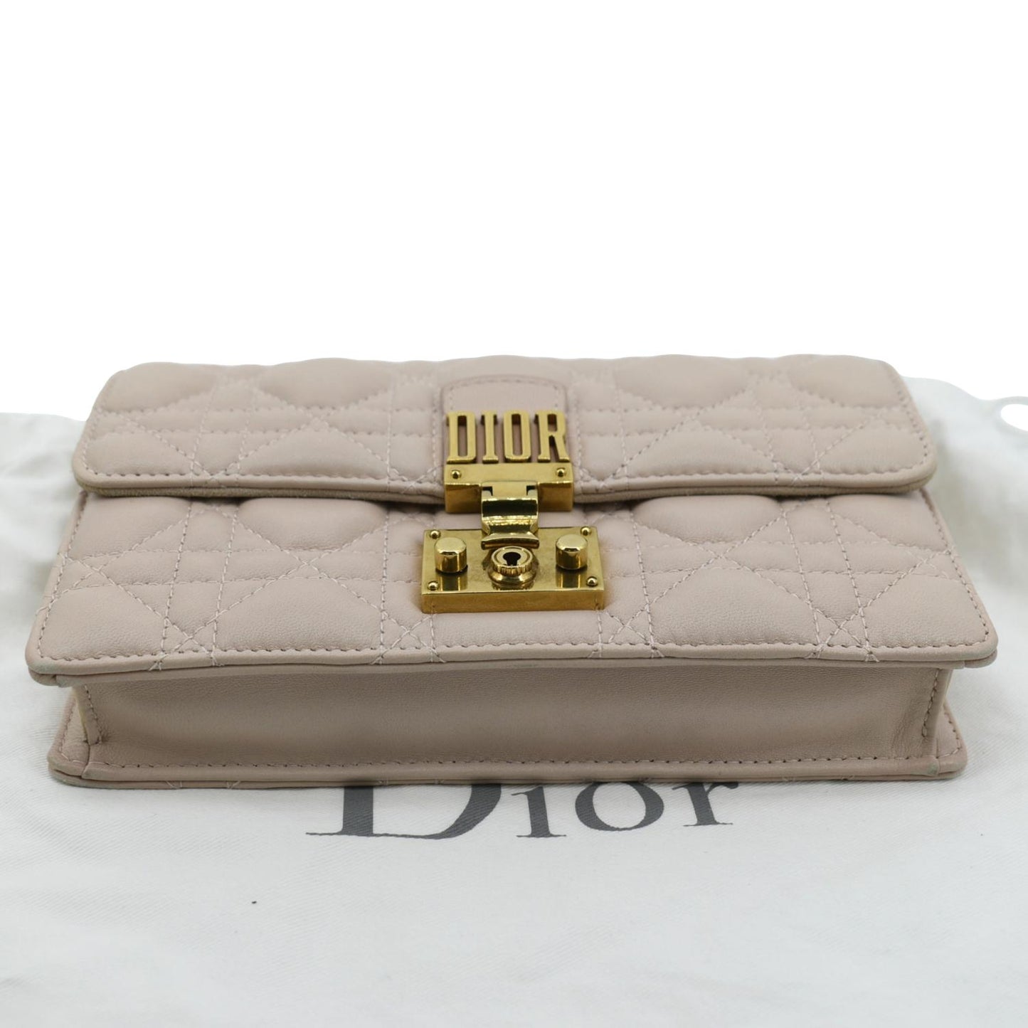 CHRISTIAN DIOR Dioraddict Quilted Lambskin Leather Crossbody Bag Dusty Pink