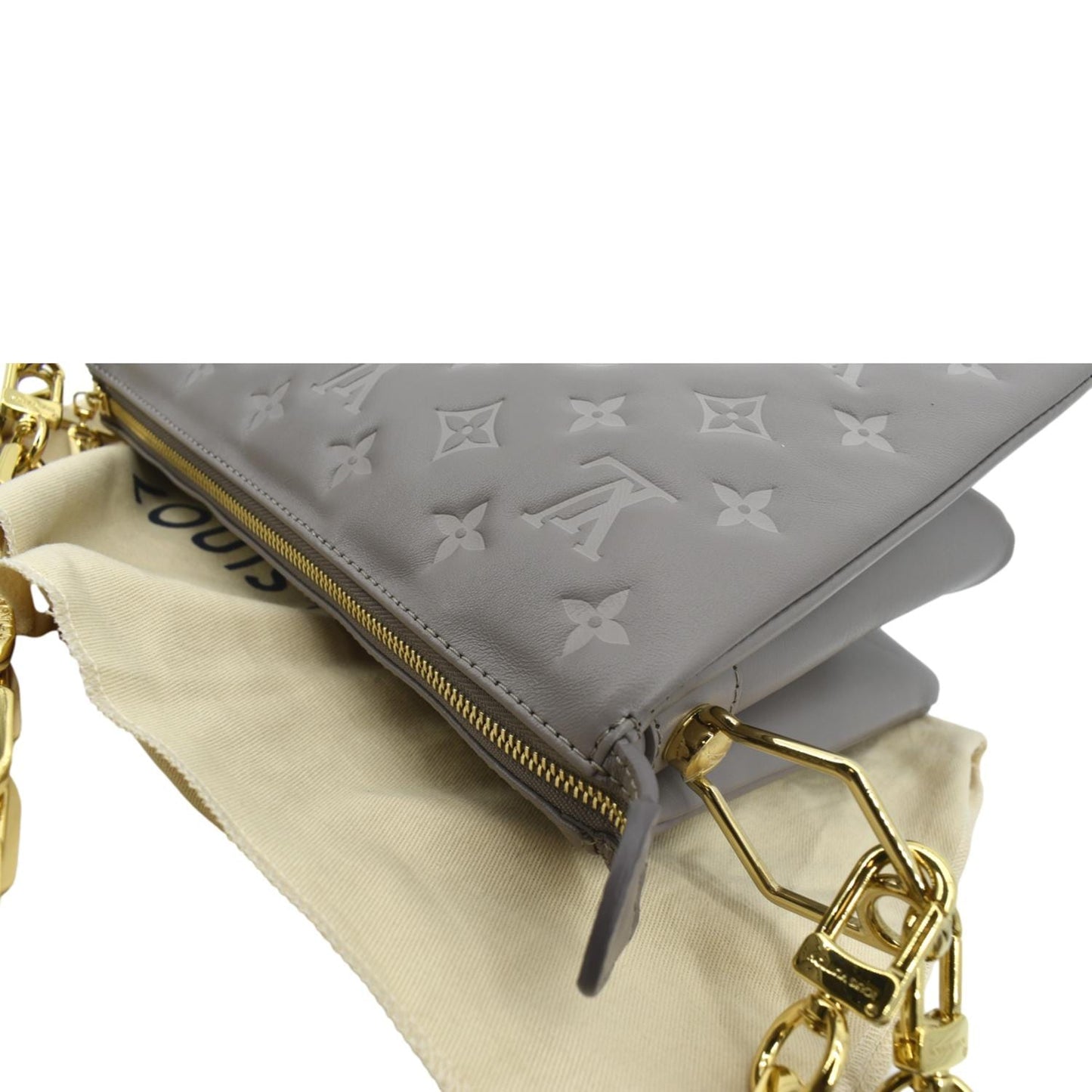 LOUIS VUITTON Coussin PM Monogram Embossed Shoulder Bag Grey