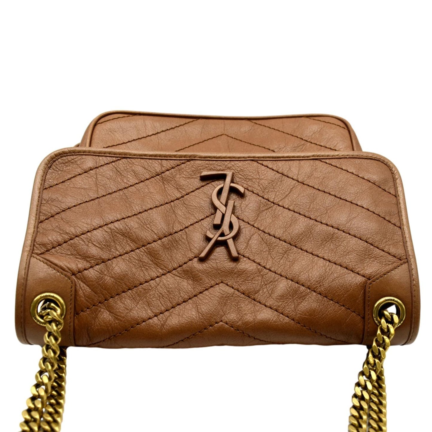 YVES SAINT LAURENT Niki Medium Leather Crossbody Bag Dark Brown