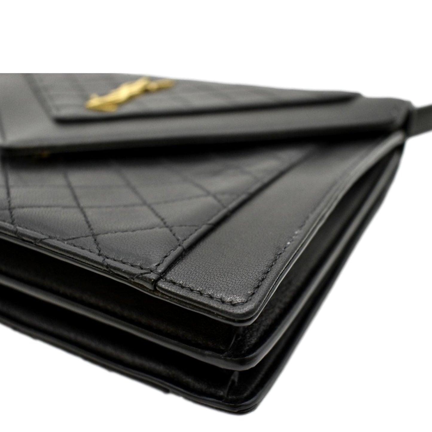 YVES SAINT LAURENT Gaby Small Envelope Quilted Leather Wallet Black