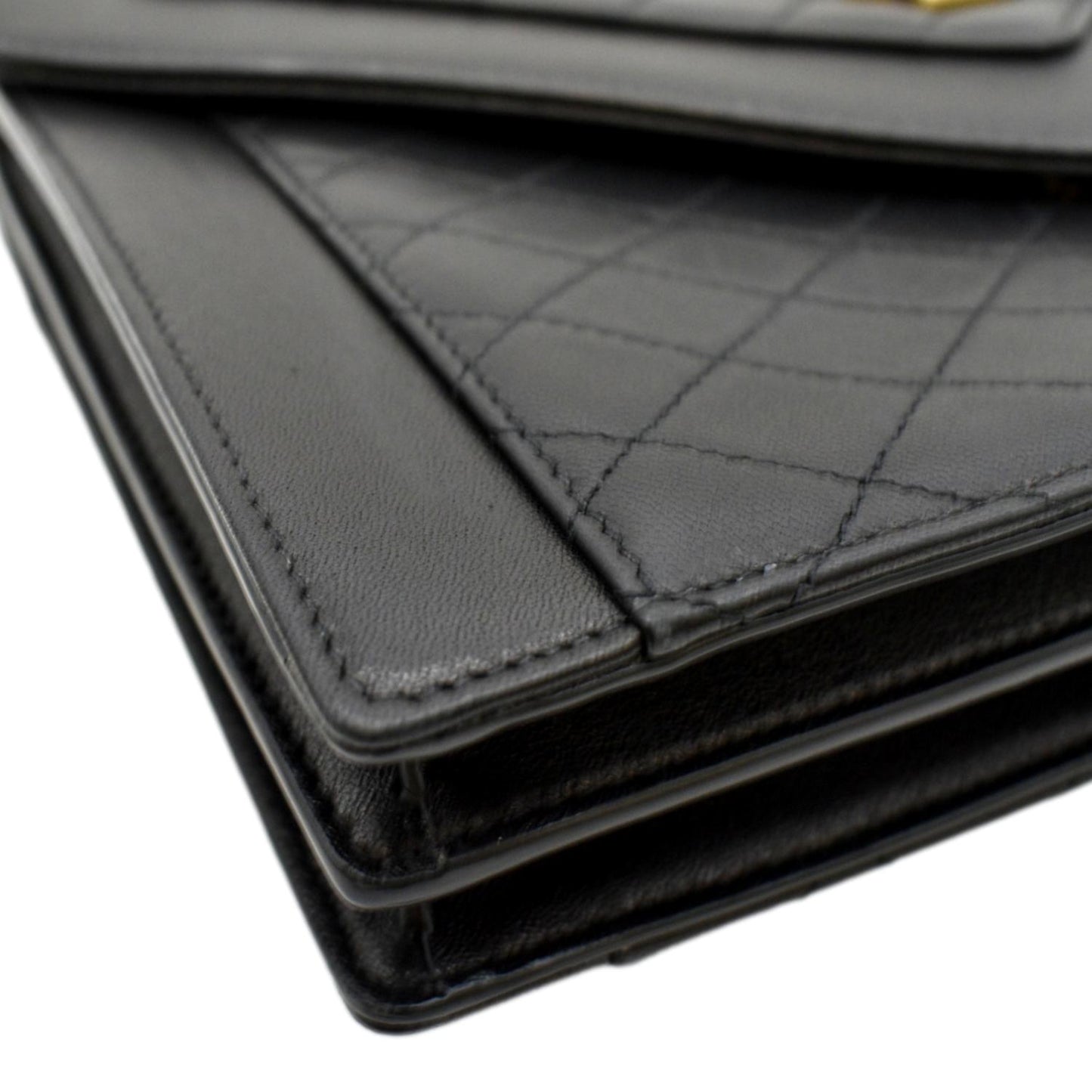 YVES SAINT LAURENT Gaby Small Envelope Quilted Leather Wallet Black