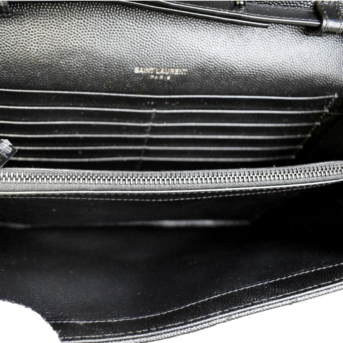 YVES SAINT LAURENT Cassandre Matelasse Chain Wallet Crossbody Bag Black