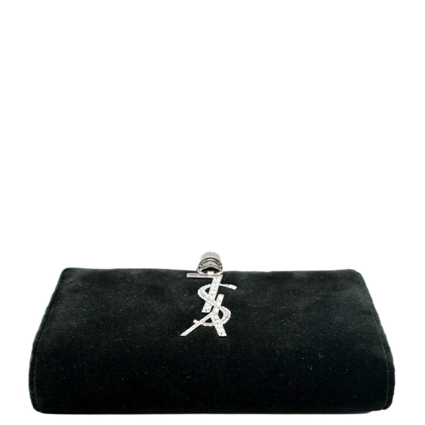 YVES SAINT LAURENT Crystal Kate Medium Tassel Velvet Crossbody Bag Dark Green