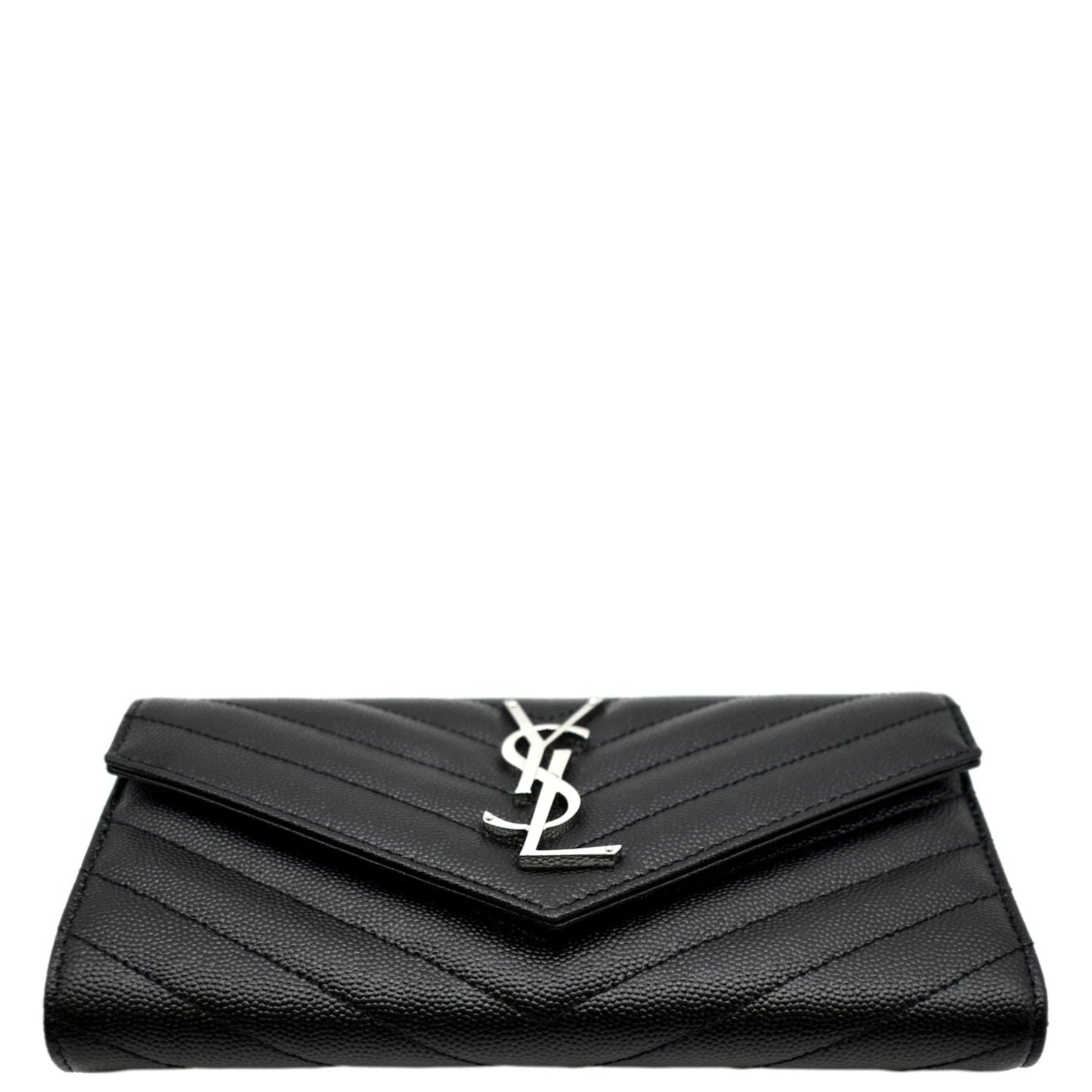 YVES SAINT LAURENT Monogram Grain De Poudre Leather Wallet Black