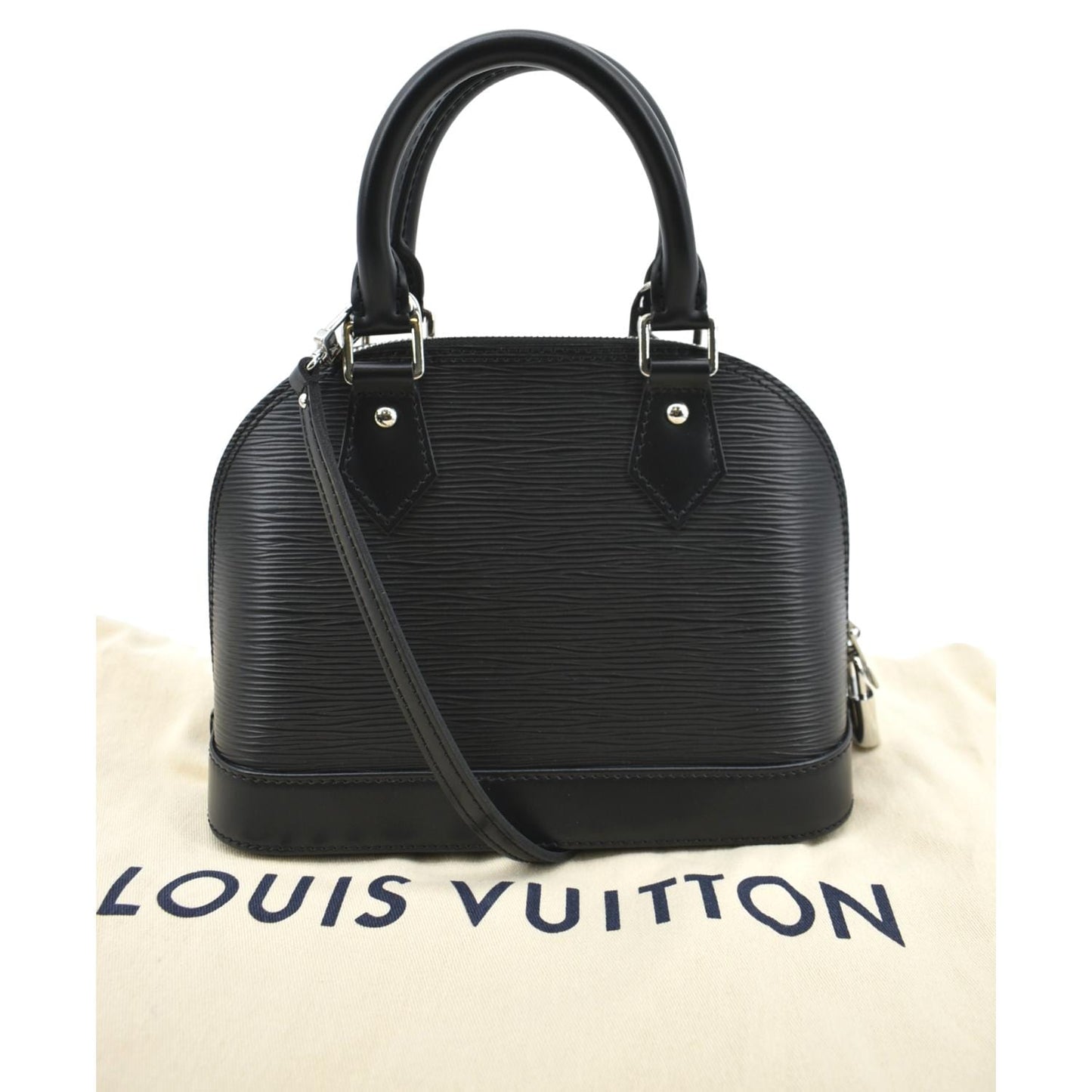 LOUIS VUITTON Alma BB Epi Leather Satchel Crossbody Bag Black