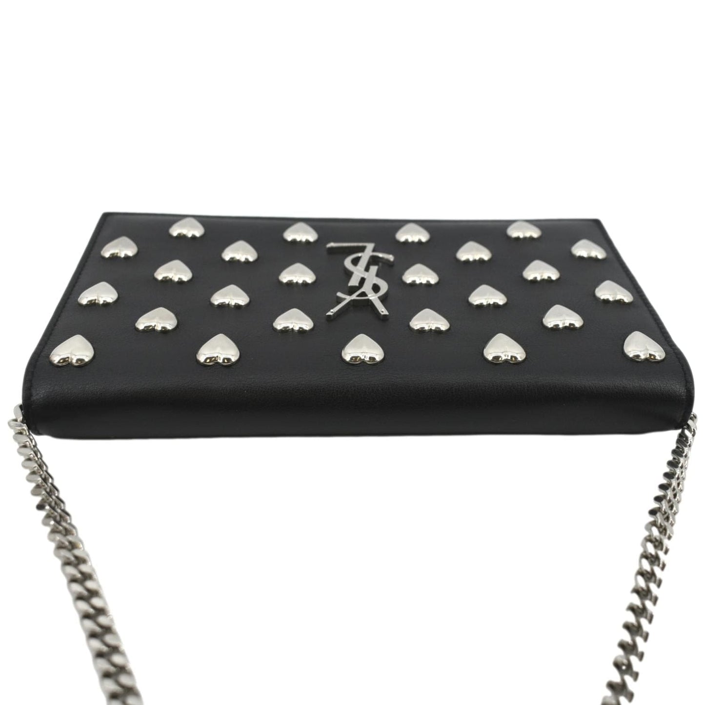 YVES SAINT LAURENT Kate Heart Studded Leather Shoulder Bag Black