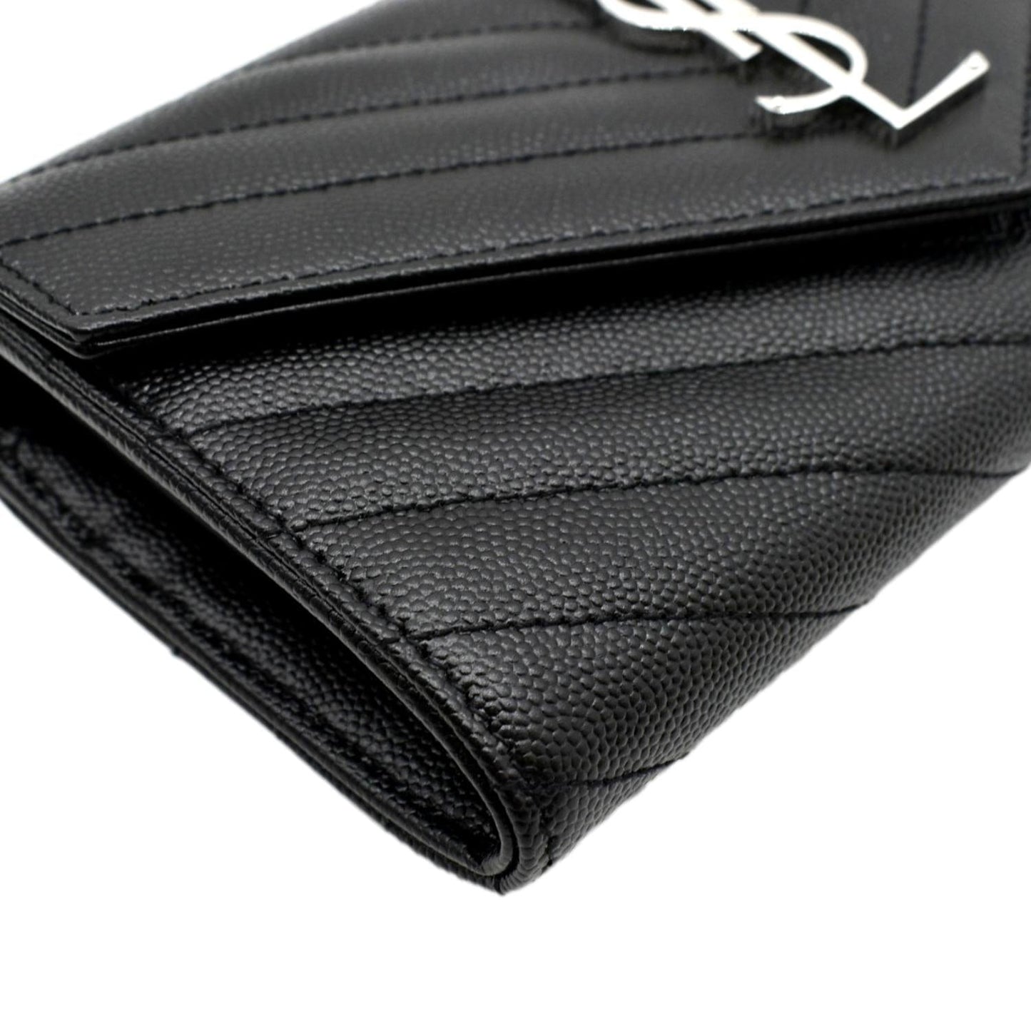 YVES SAINT LAURENT Monogram Grain De Poudre Leather Wallet Black