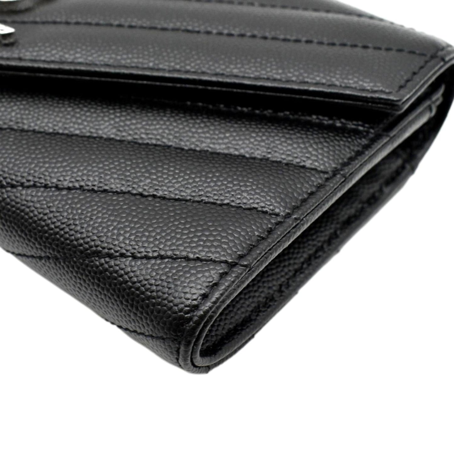 YVES SAINT LAURENT Monogram Grain De Poudre Leather Wallet Black