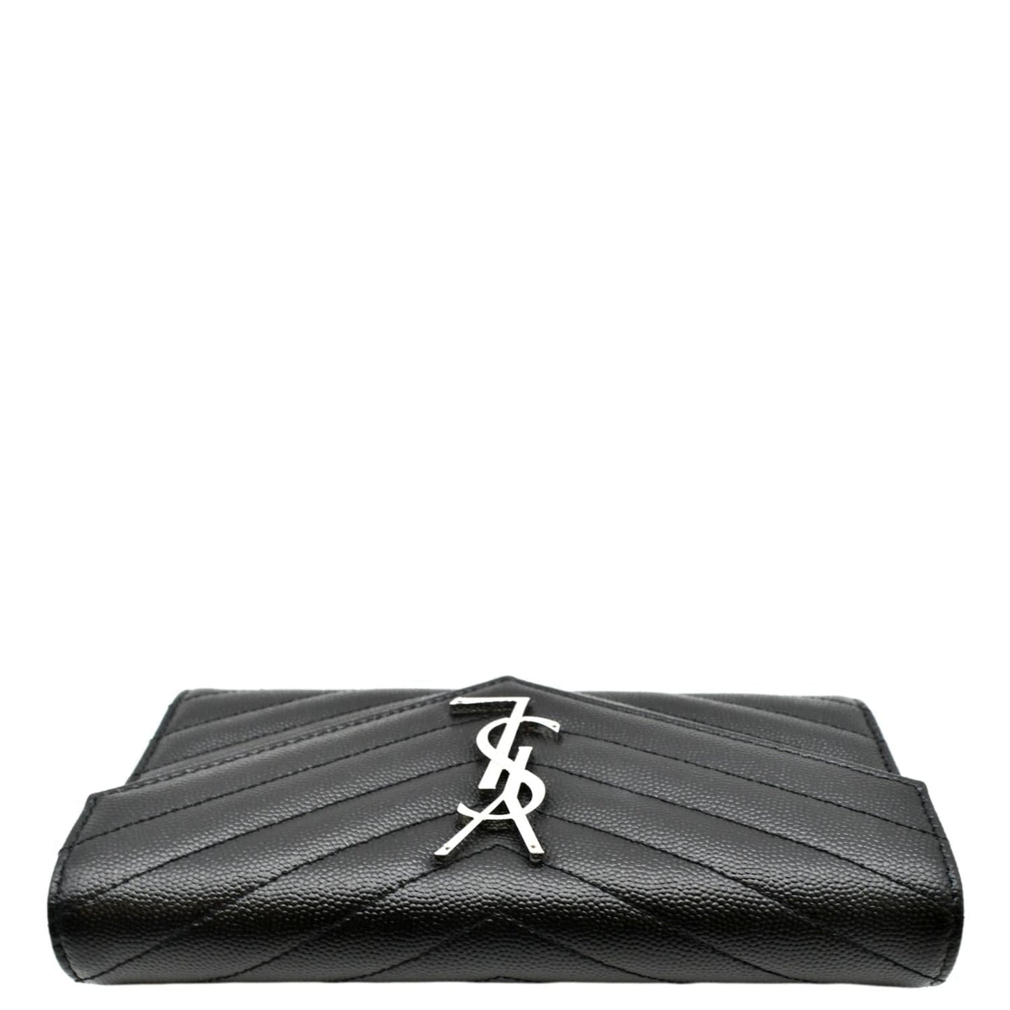 YVES SAINT LAURENT Monogram Grain De Poudre Leather Wallet Black