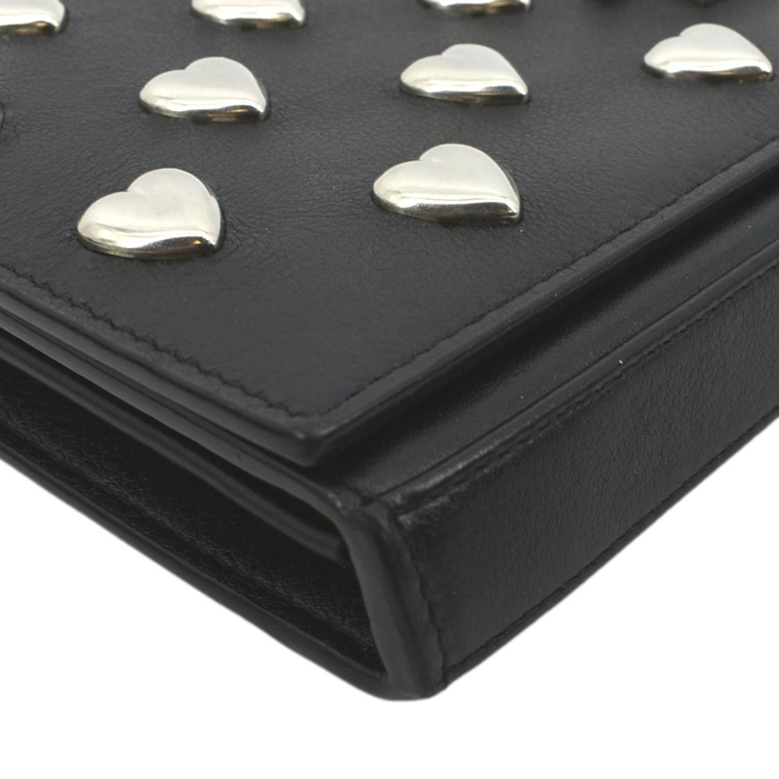 YVES SAINT LAURENT Kate Heart Studded Leather Shoulder Bag Black