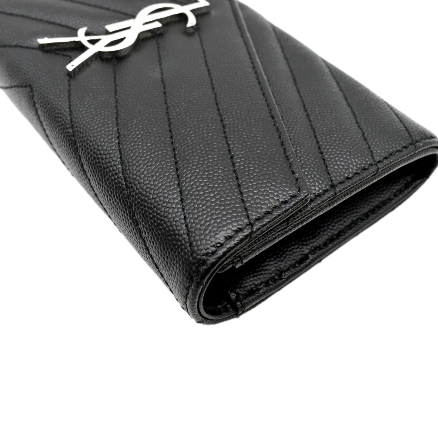 YVES SAINT LAURENT Monogram Grain De Poudre Leather Wallet Black