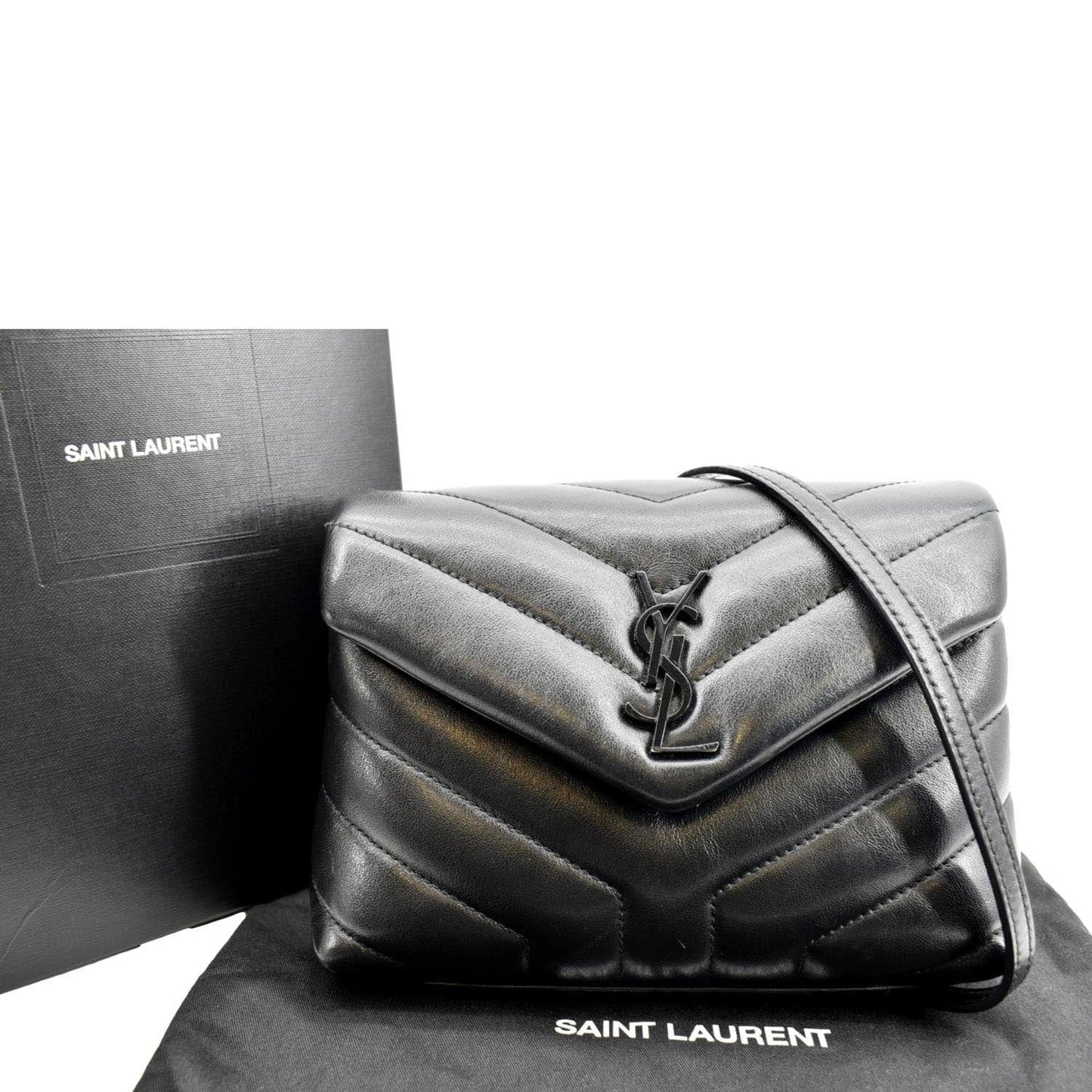YVES SAINT LAURENT Loulou Toy Matelasse Leather Crossbody Bag Black