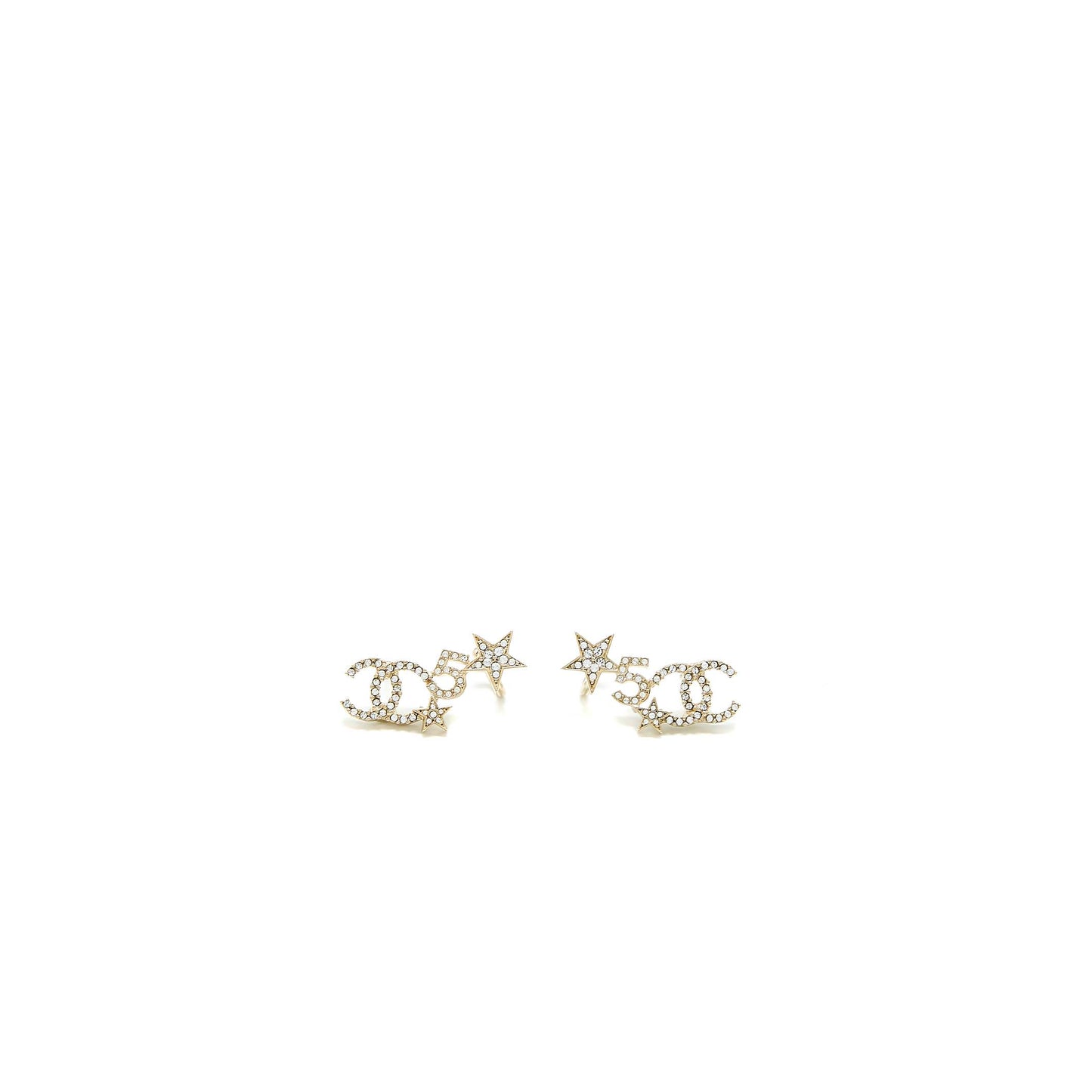 Chanel CC Logo, No 5, And Star Earrings Silver Tone