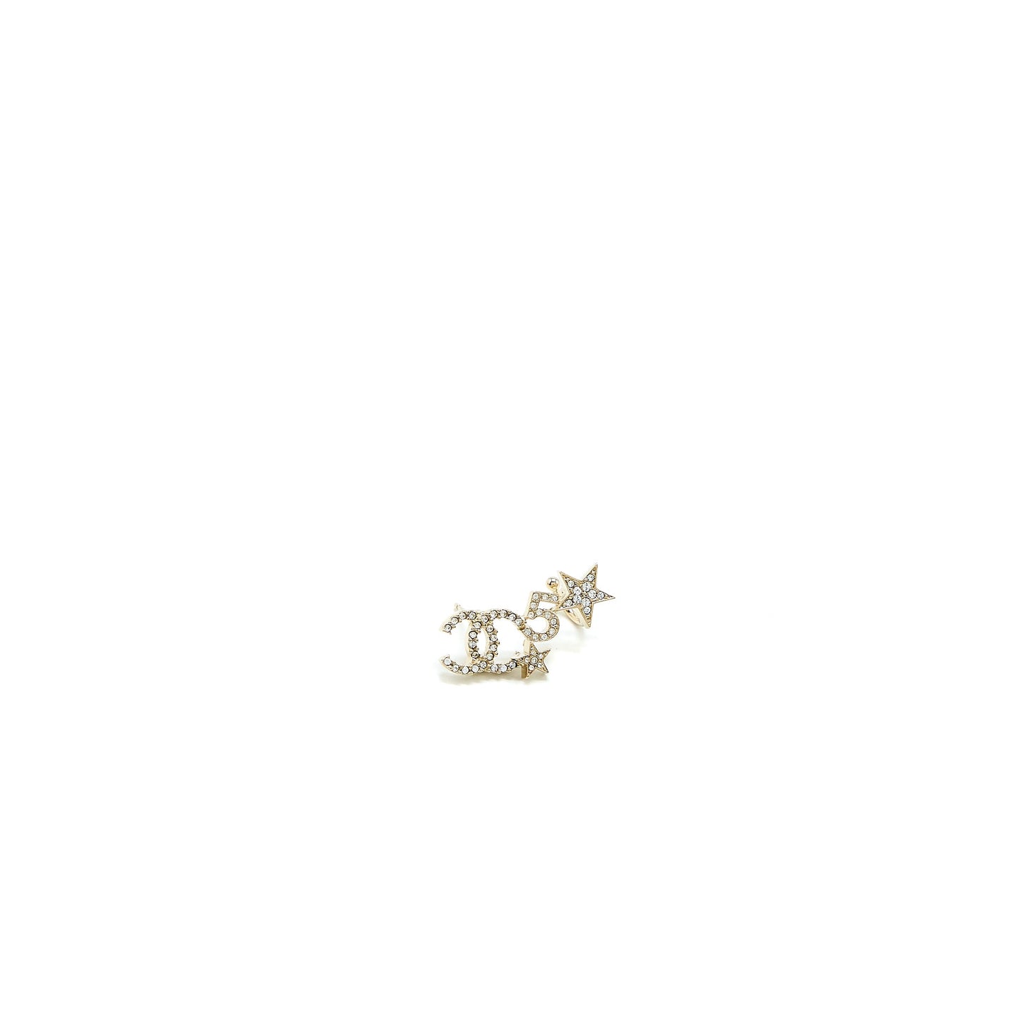 Chanel CC Logo, No 5, And Star Earrings Silver Tone