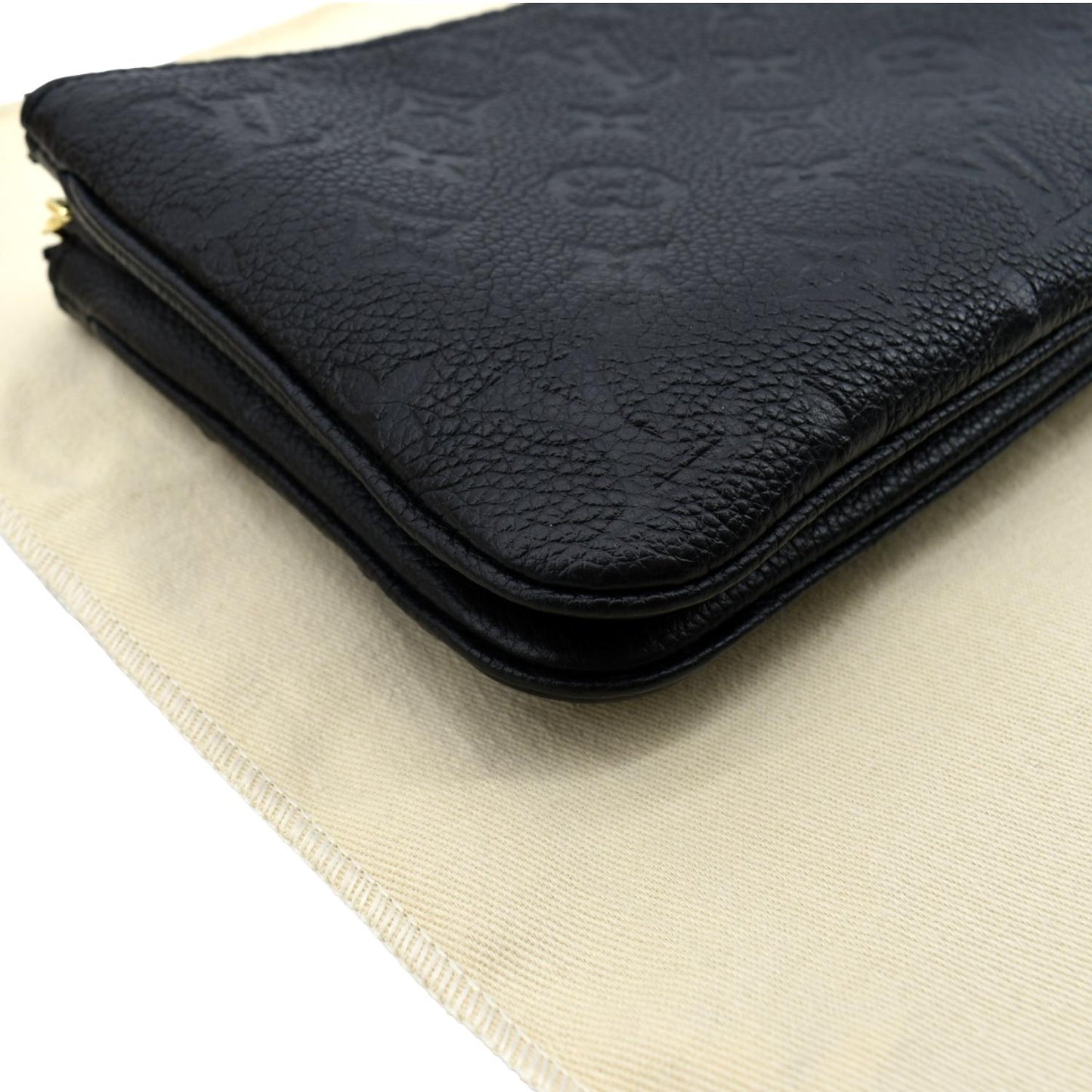 LOUIS VUITTON Double Zip Pochette Monogram Empreinte Crossbody Bag Black