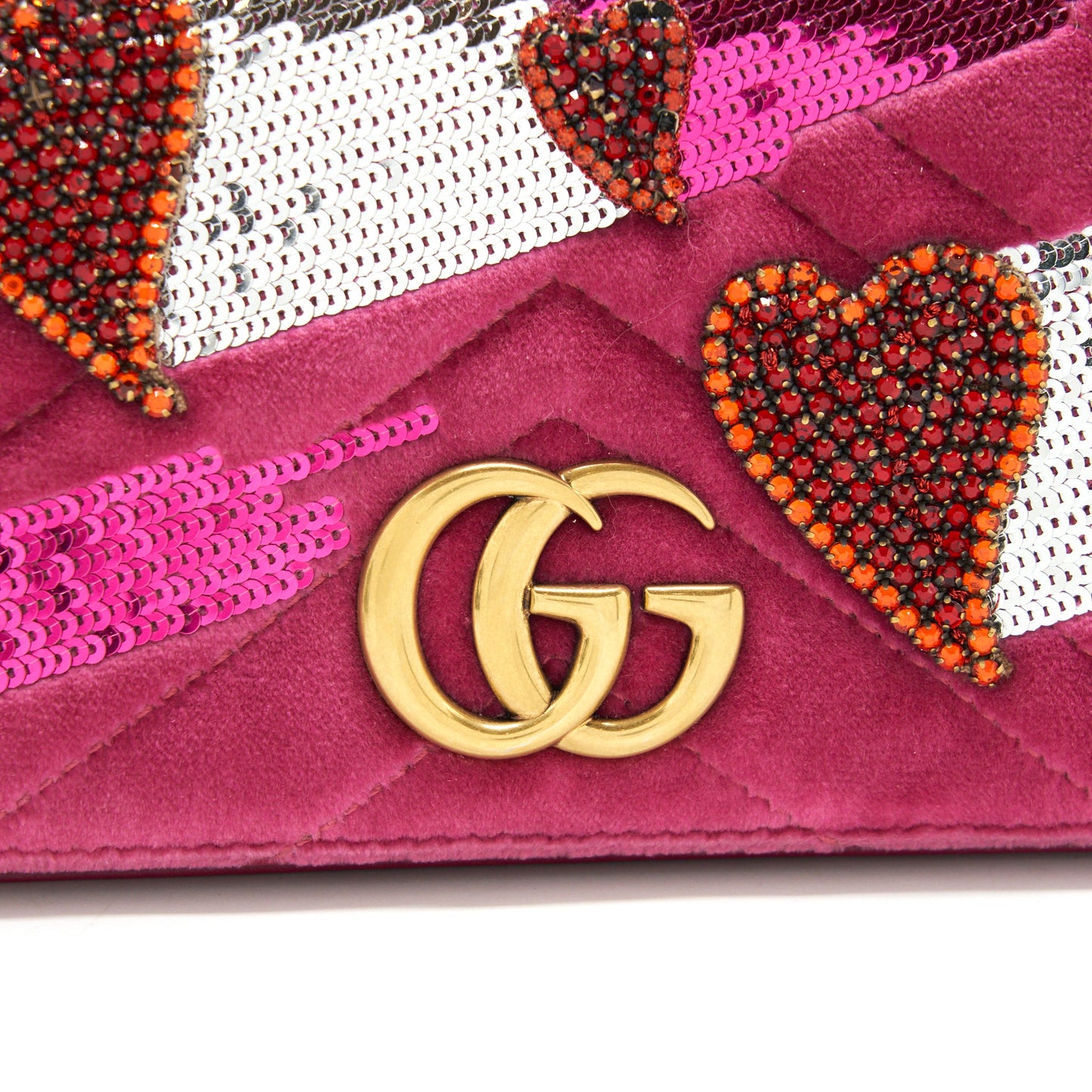 Gucci Velvet Wallet with chain pink limited edition