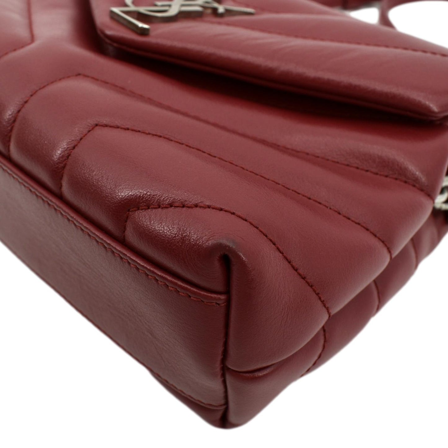 YVES SAINT LAURENT Loulou Toy Matelasse Leather Crossbody Bag Red