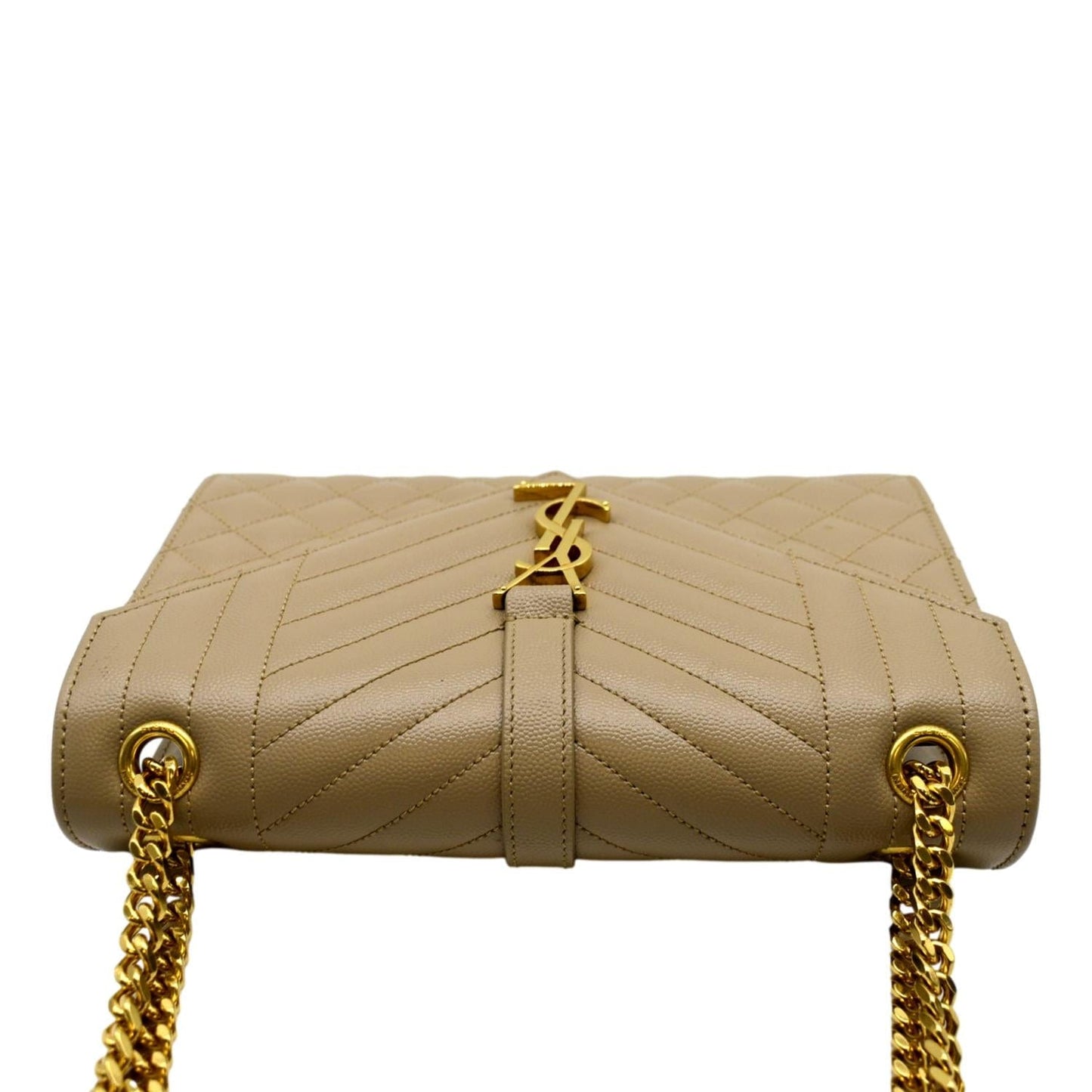 YVES SAINT LAURENT Envelope Flap Matelasse Leather Shoulder Bag Beige