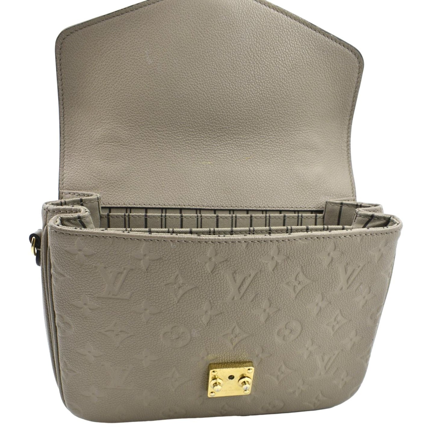 LOUIS VUITTON Metis Pochette Empreinte Leather Crossbody Bag Tourterelle