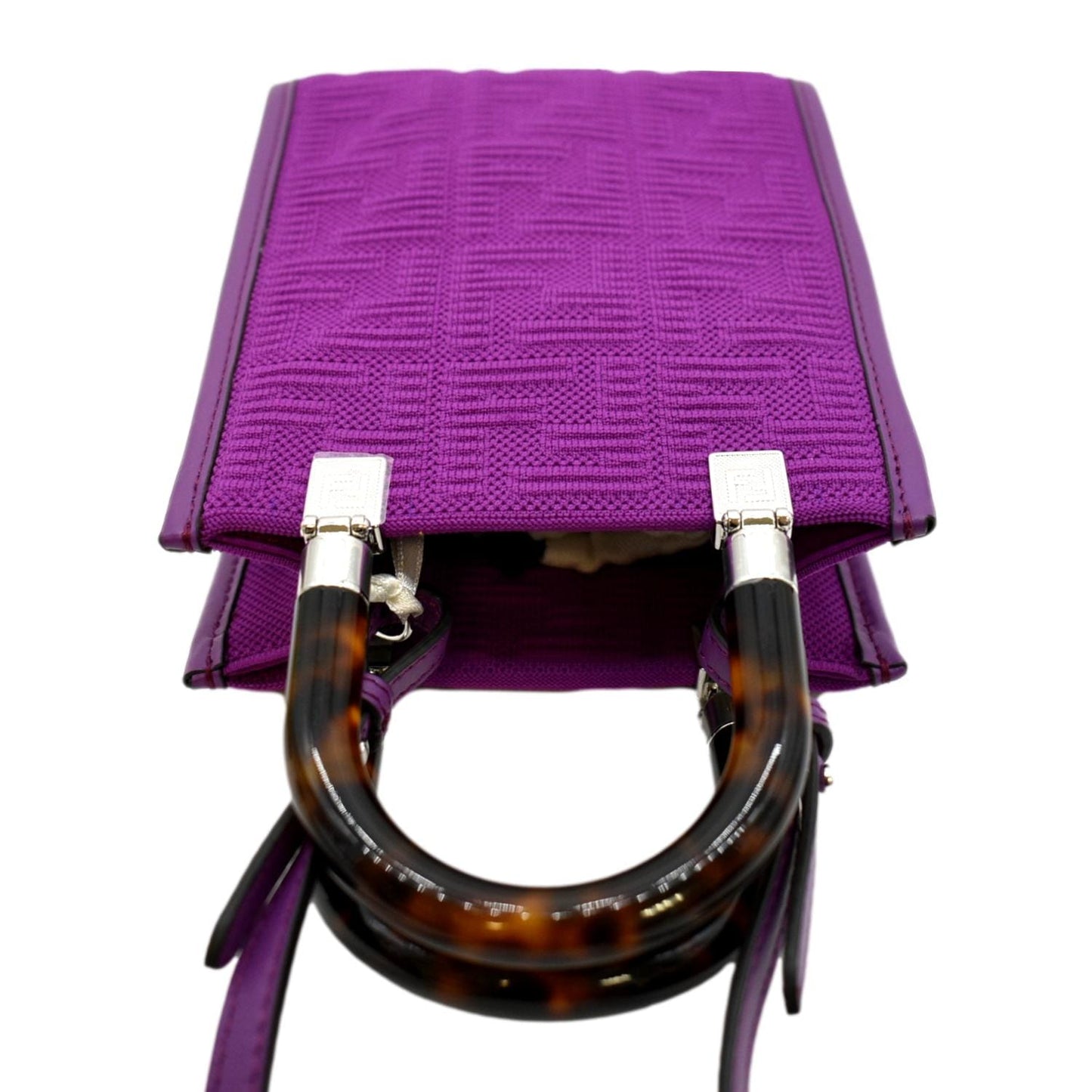 FENDI Sunshine Mini Plexiglass Vitello Ceylon Shopper Tote Purple