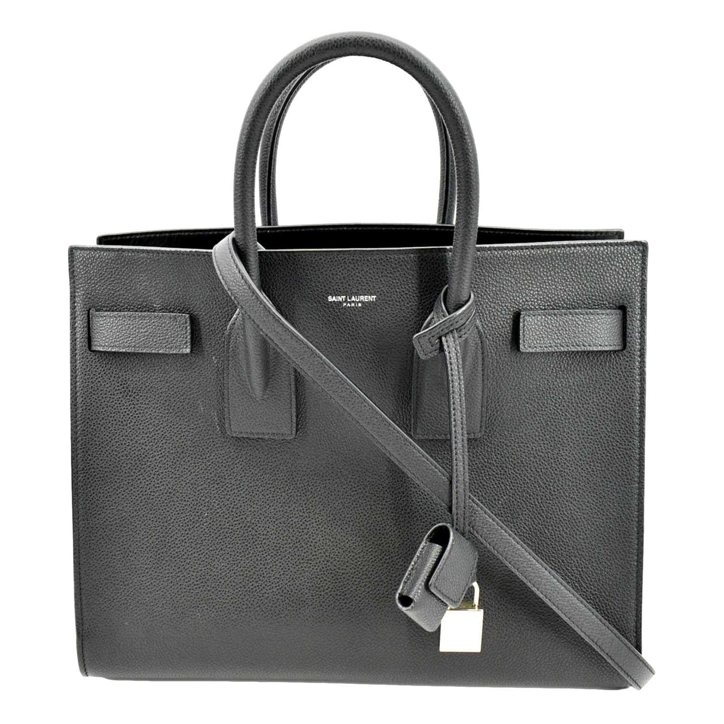 YVES SAINT LAURENT Sac de Jour Leather Satchel Shoulder Bag Black