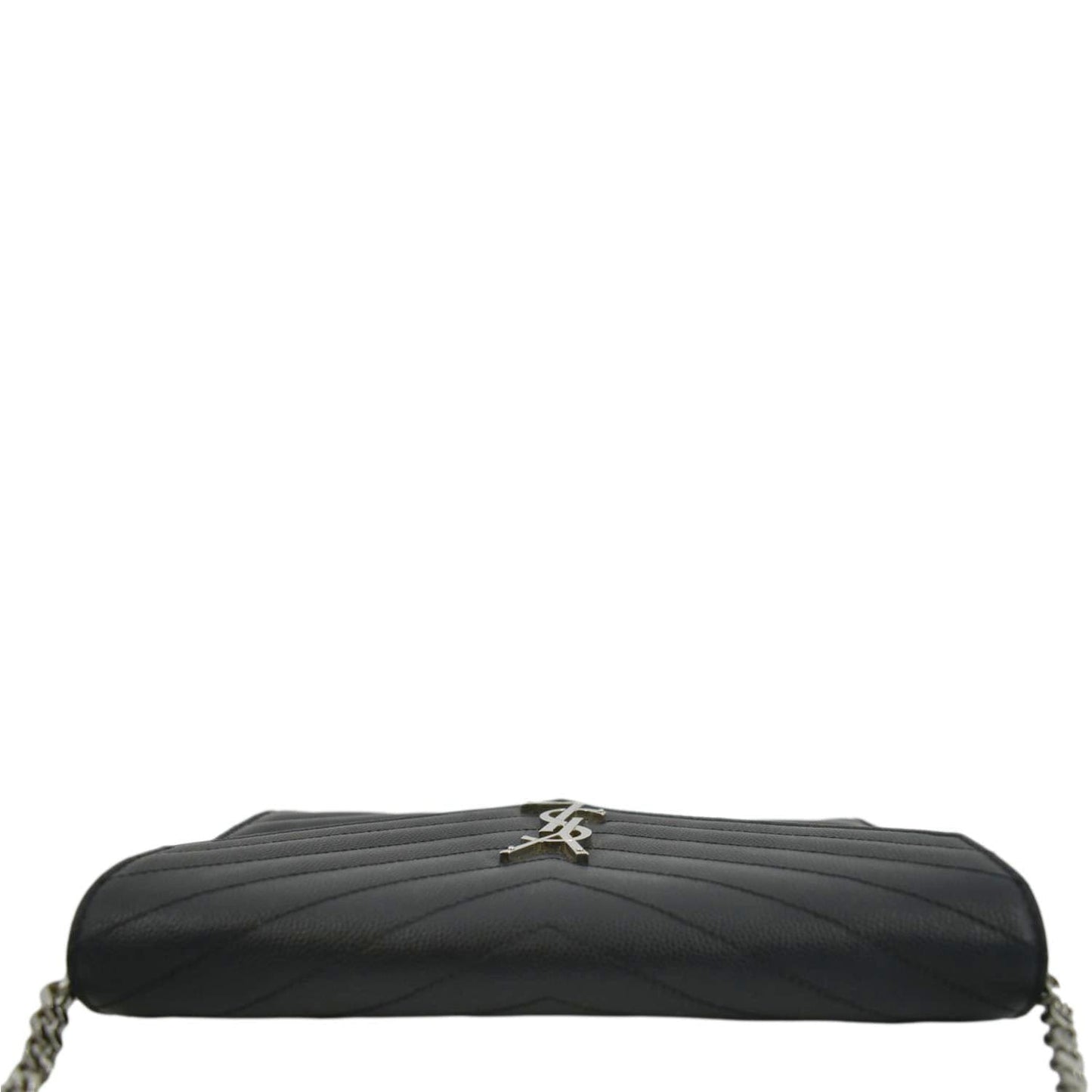 YVES SAINT LAURENT Cassandre Chain Wallet Leather Crossbody Bag Black