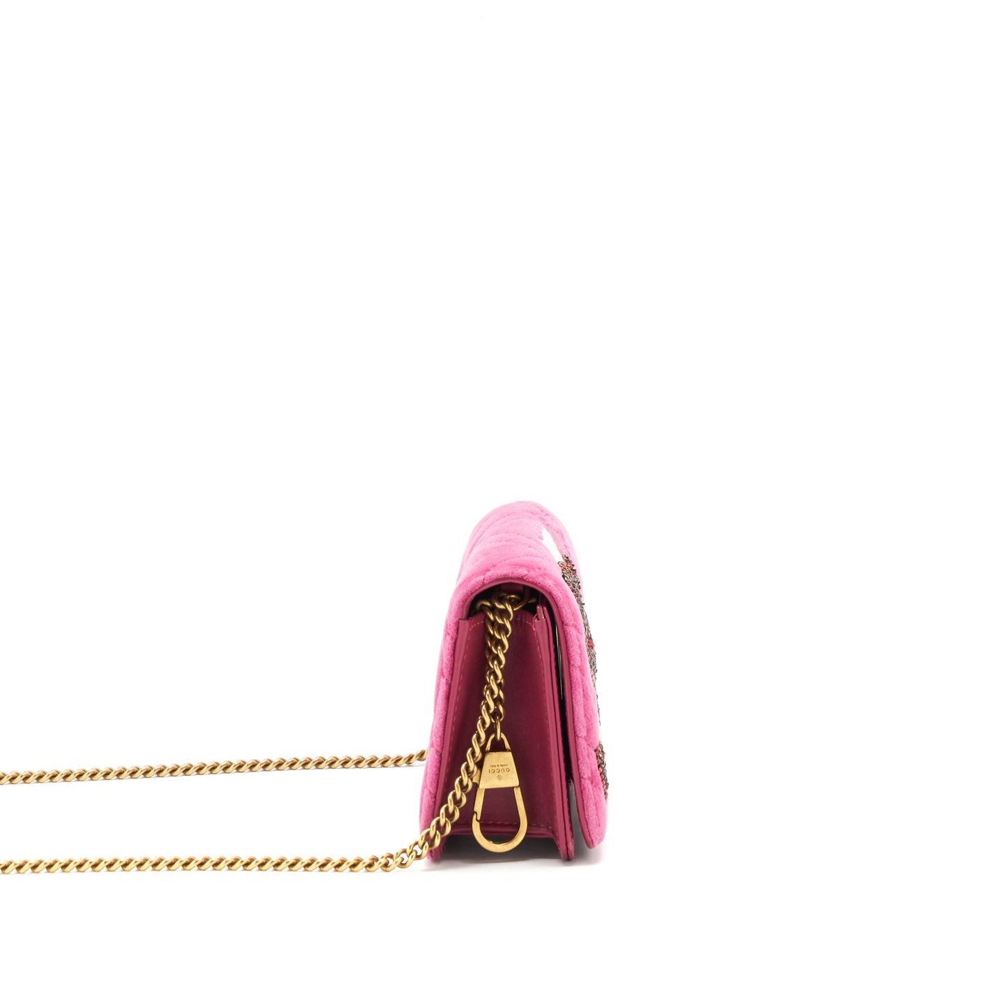 Gucci Velvet Wallet with chain pink limited edition