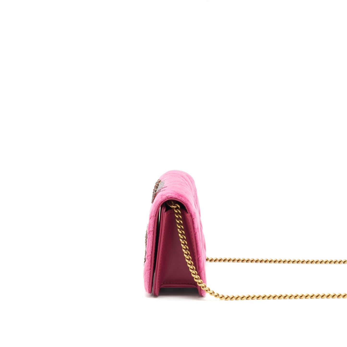 Gucci Velvet Wallet with chain pink limited edition