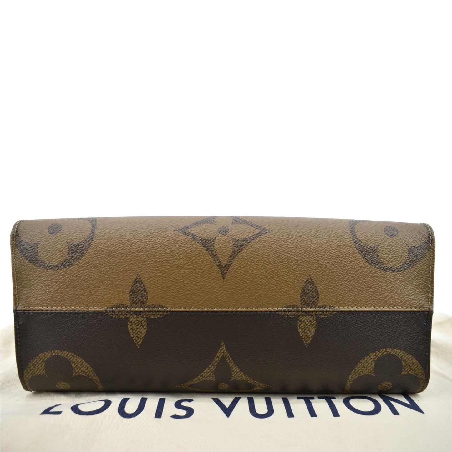 LOUIS VUITTON Onthego MM Giant Monogram Reverse Canvas Tote Shoulder Bag Brown